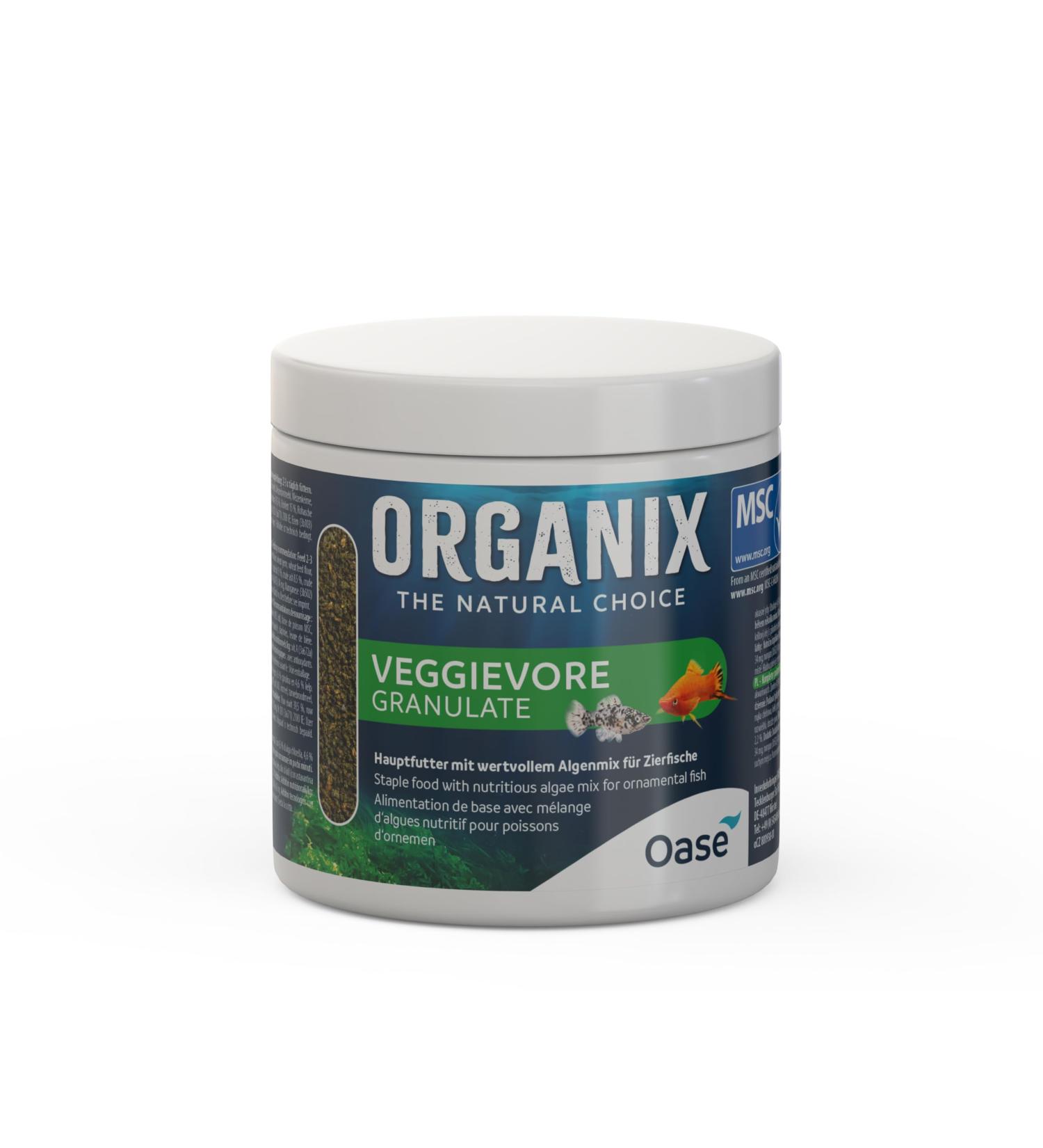 OASE ORGANIX Veggievore Granulat 500 ML - Granular food for aquarium fish, Main food with high algae content
