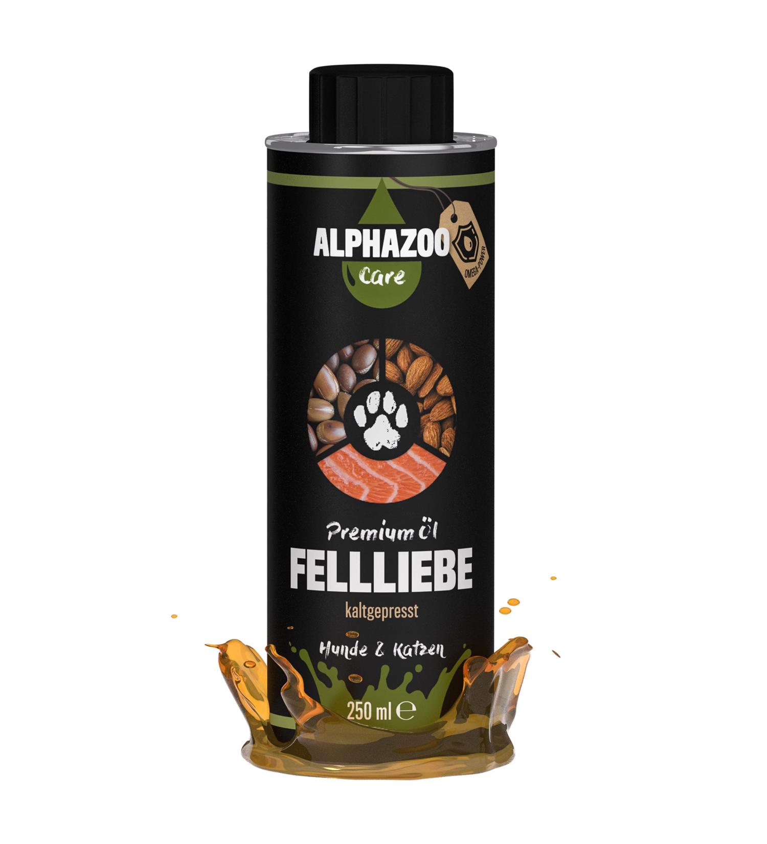 Alphazoo Fur Love Natural Feed Oil 250ml | Omega-3 & Omega-6 Fur Care for Dogs Cats & Horses | Itching & Shedding Relief | Salmon Almond & Argan Oil Blend | BARF Fish Oil Solution - Buy Online on GoSupps.com