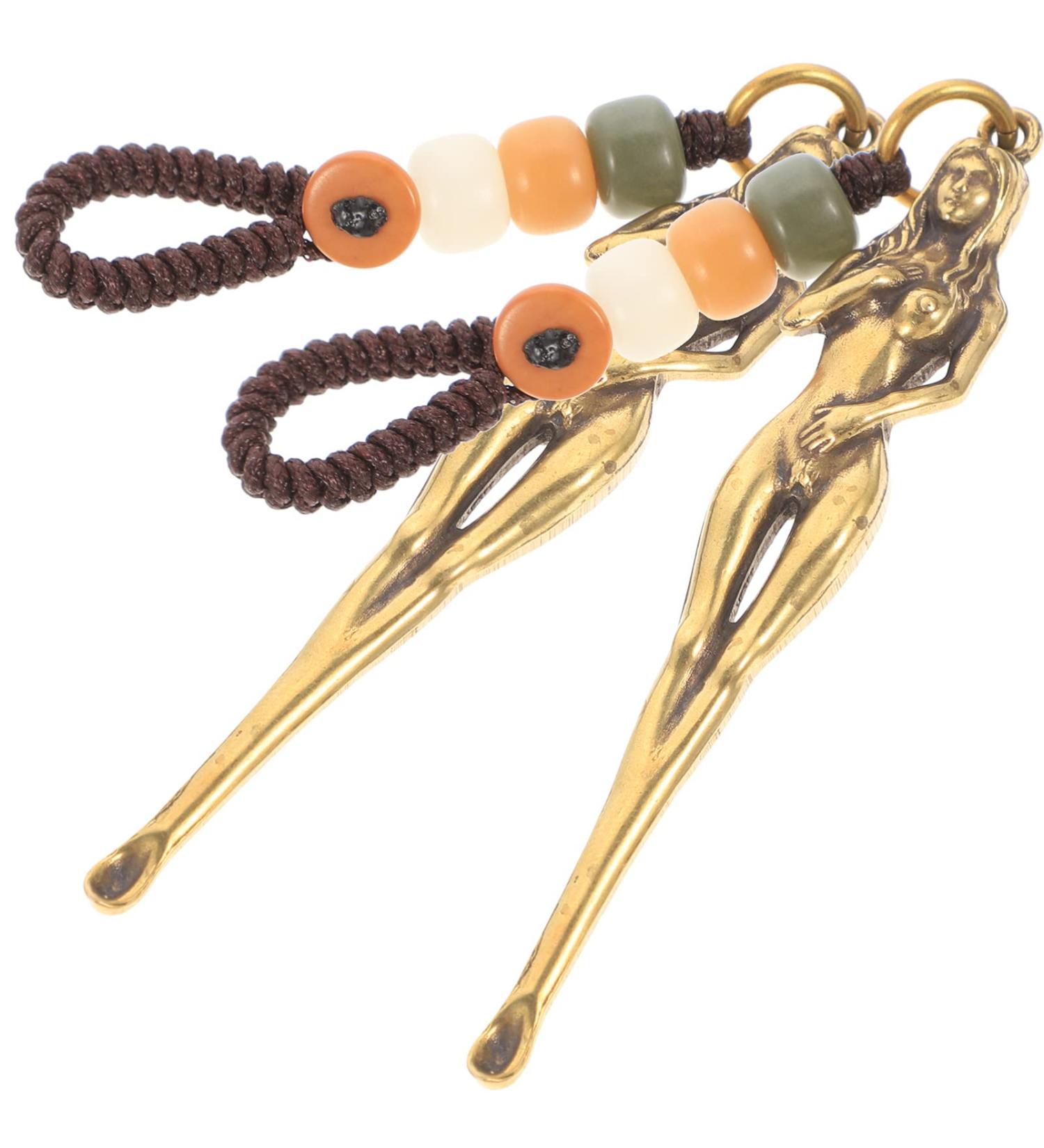 COHEALI Mini Keychain Micro Shovel & Ear Pick Set - Vintage Brass Charms for Ear Cleaning - 2Pcs - Buy Online on GoSupps.com