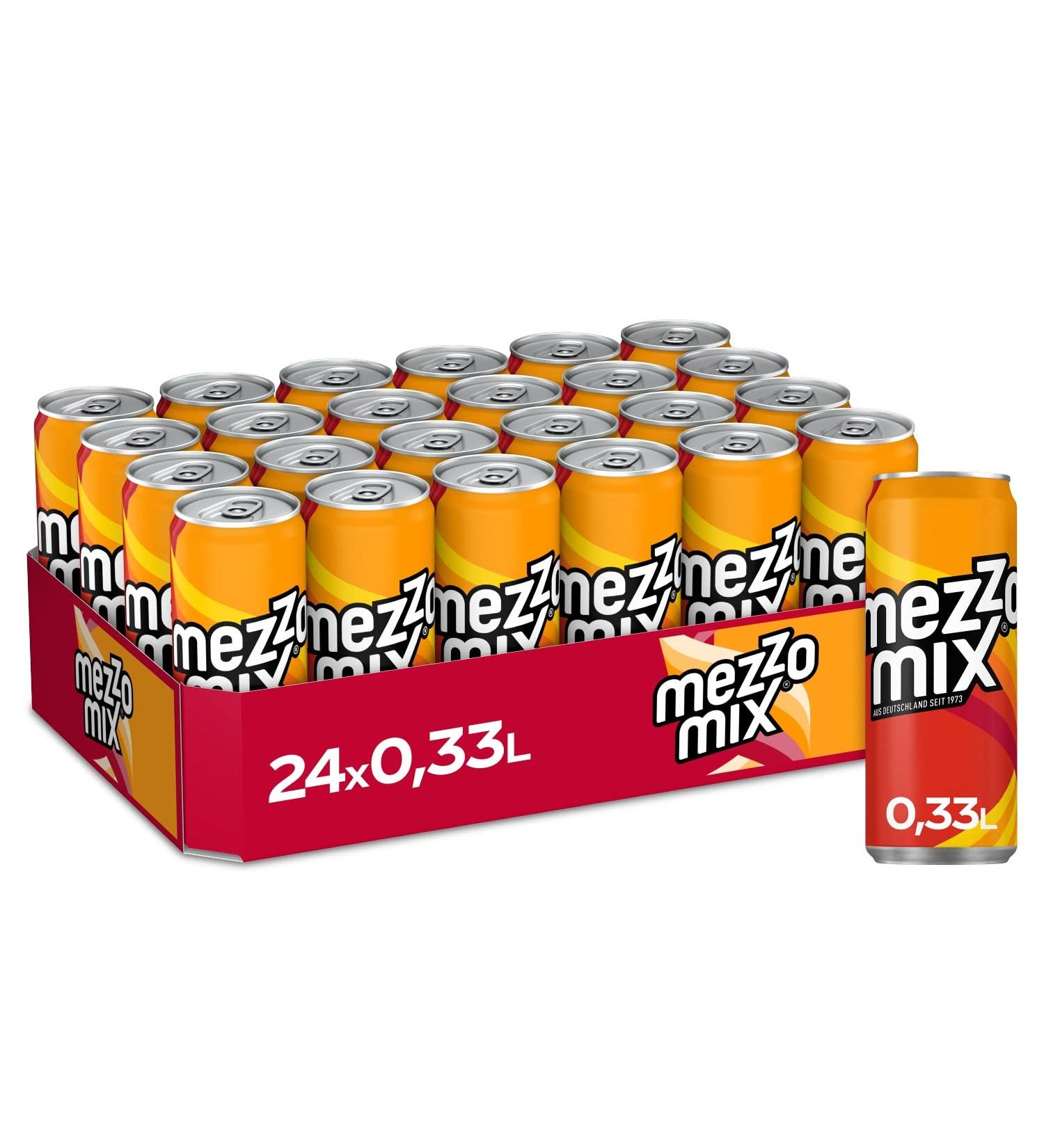 Mezzo Mix - sparkling and refreshing mixed drink made from cola and orange - soft drink in stylish disposable cans (24 x 330 ml) Single