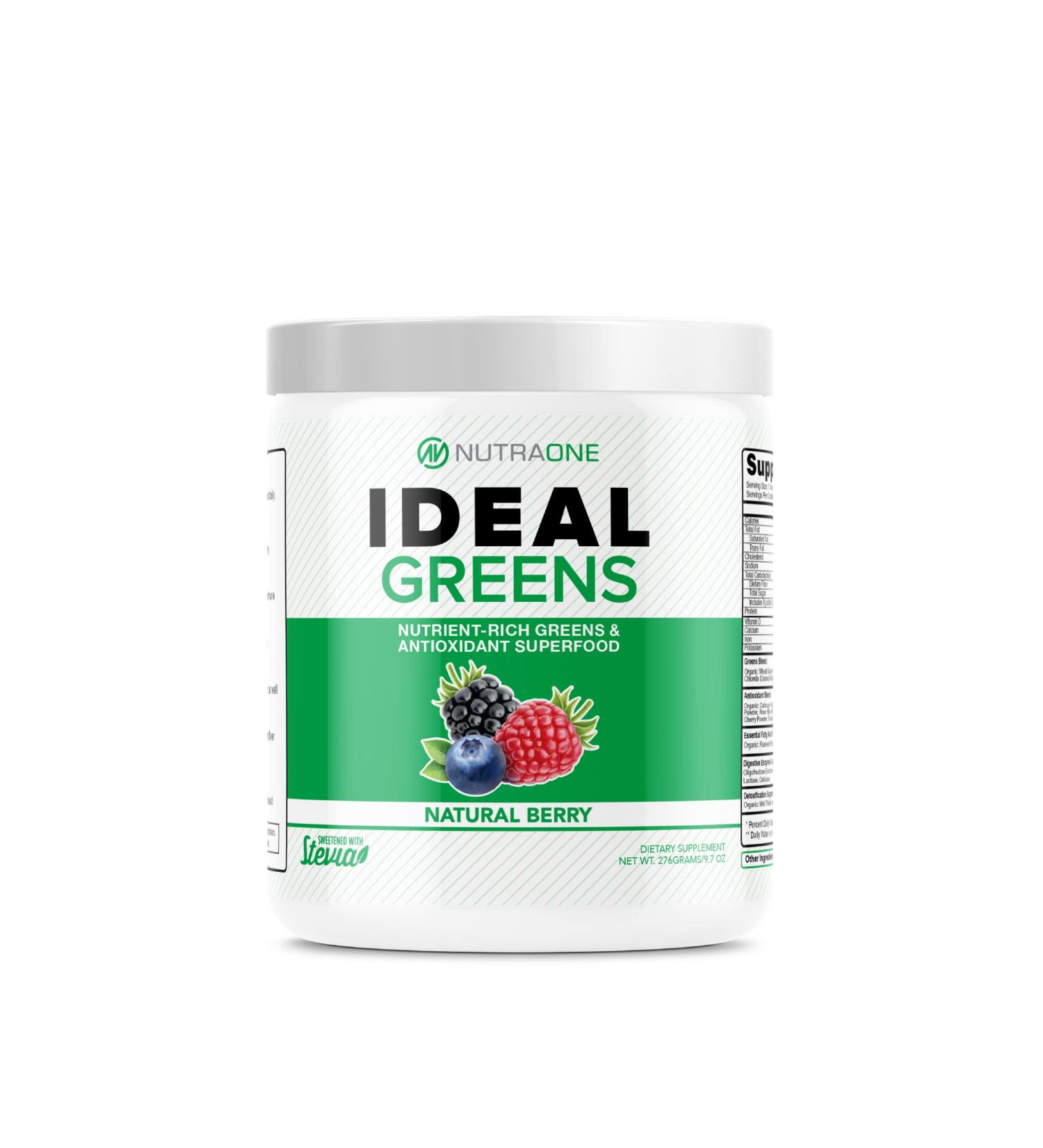 Ideal Greens by NutraOne - Antioxidant and Nutrient-Rich Superfood Greens Powder Supplement Natural Berry - Buy Online on GoSupps.com