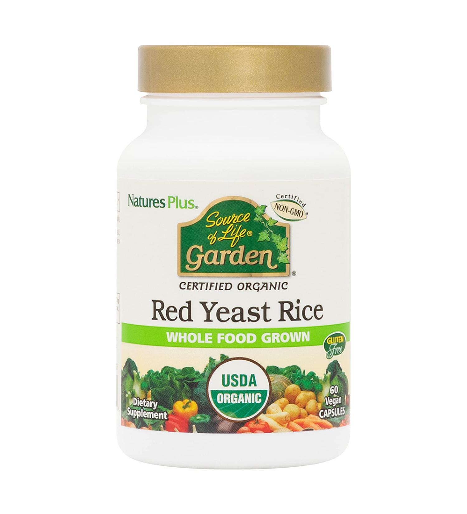 NaturesPlus Red Yeast Rice Organic Capsules - 600mg 60 ct - Vegan, Gluten-Free - Overall Well-Being Support - Buy Online on GoSupps.com