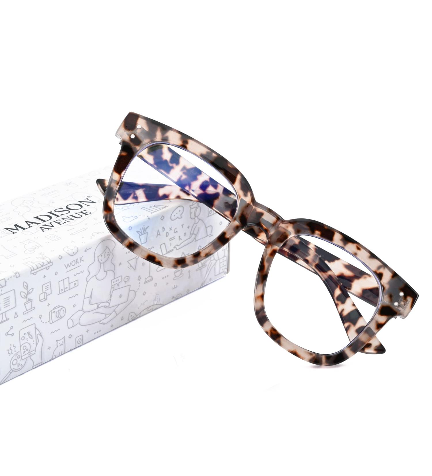 Madison Avenue Grey Demi Blue Light Blocking Glasses for Women - Stylish Oversized Computer Eyeglasses with Anti-Eyestrain & UV Protection - Buy Online on GoSupps.com