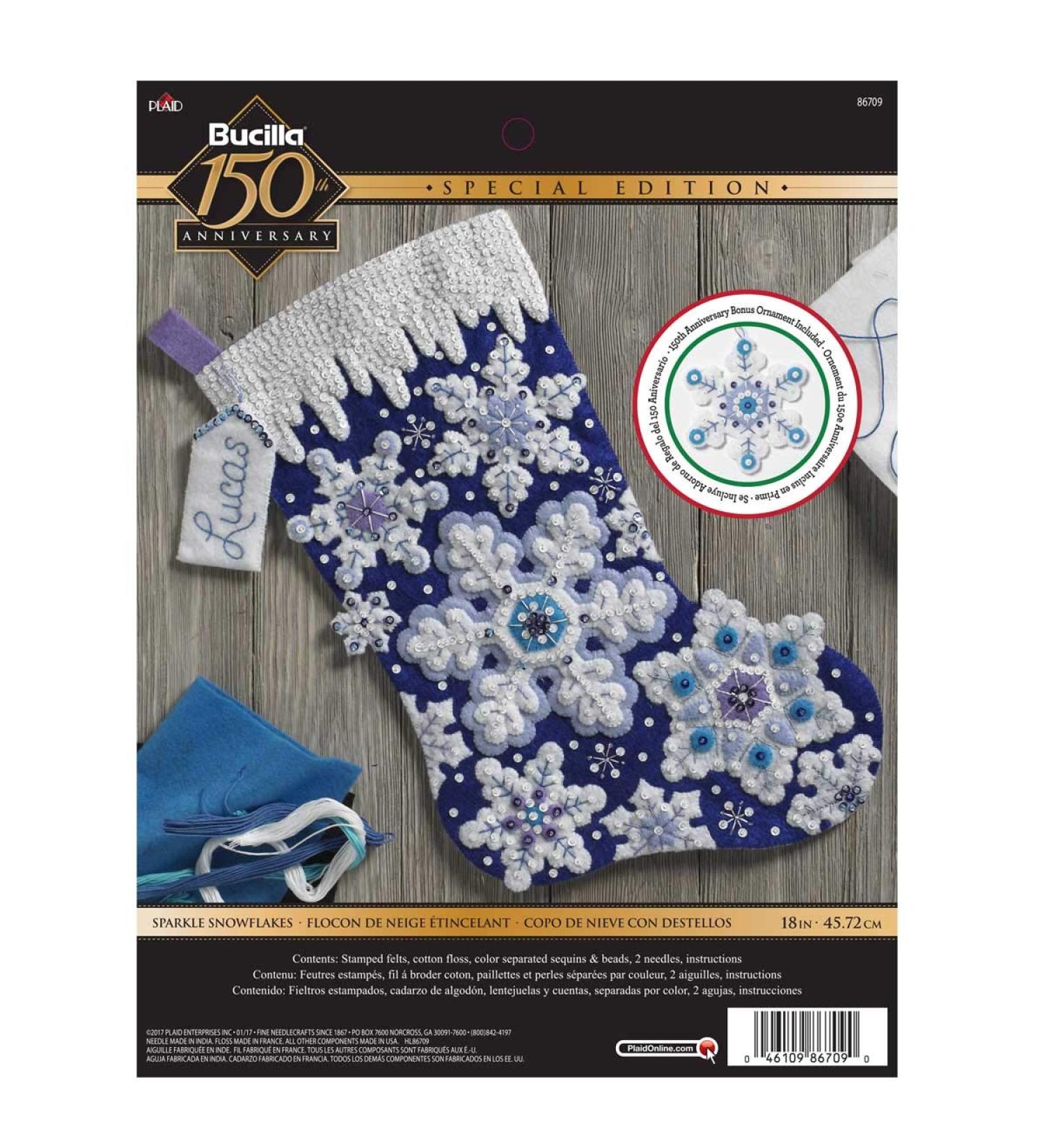 Bucilla Sparkle Snowflake Stocking Kit - Festive DIY Holiday Craft - Buy Online on GoSupps.com