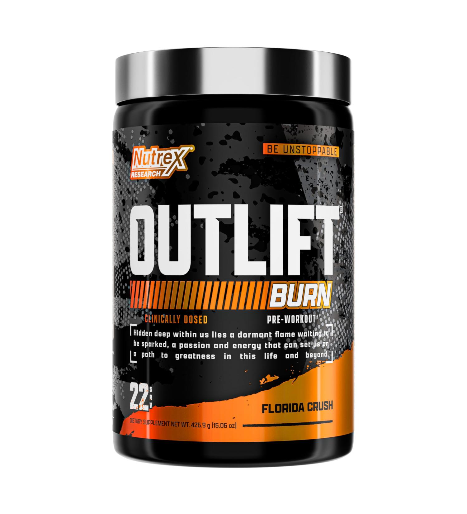 Nutrex Outlift Burn Pre-Workout Supplement for Energy Focus & Endurance | Metabolyte L-Citrulline Beta-Alanine & Caffeine | Thermogenic Formula for Performance (22 Servings Florida Crush) Florida Crush 14.72 Ounce (Pack  - Buy Online on GoSupps.com