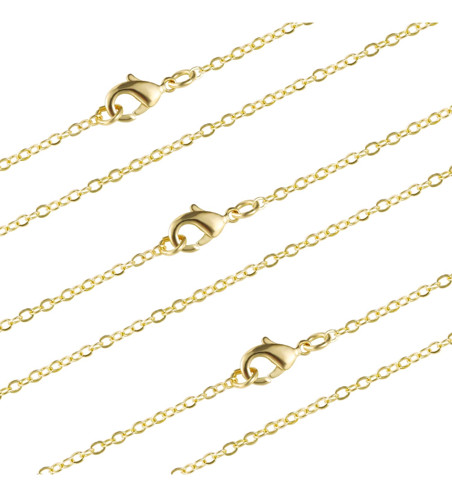 Wholesale 12 PCS Gold Plated Brass Cable Chains Necklace Bulk - 18 Inch (2MM) - Buy Online on GoSupps.com