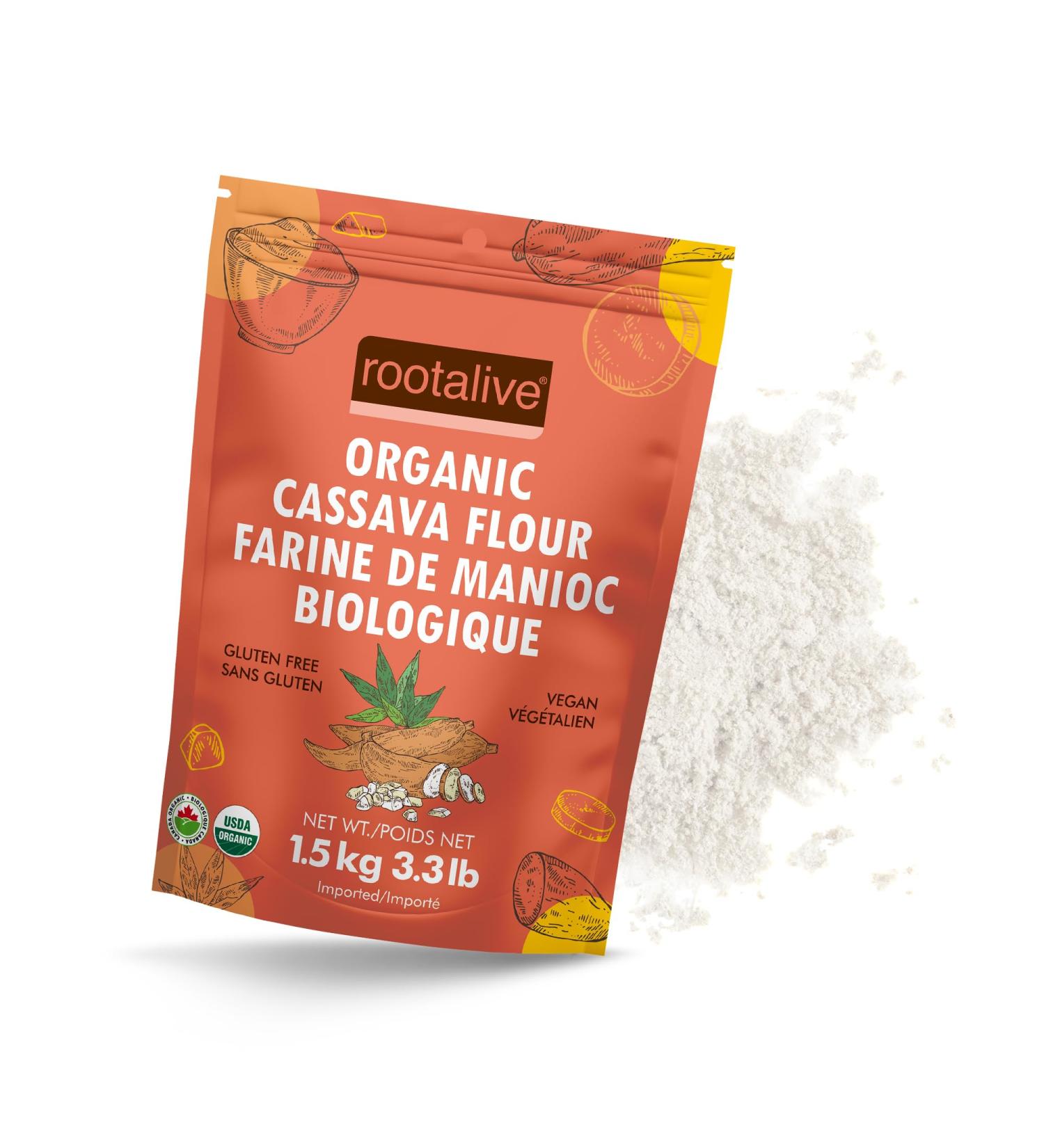Rootalive Organic Cassava Flour 1.5kg Certified Organic Vegetarian Gluten-Free Natural - Buy Online on GoSupps.com