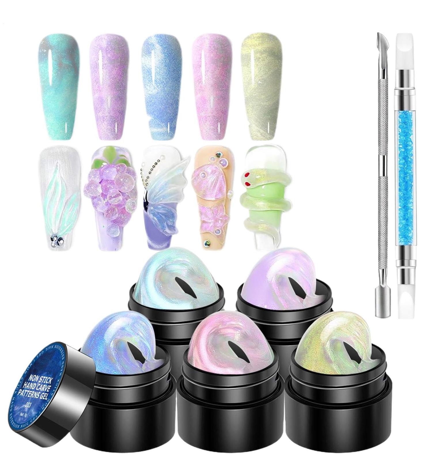 3D Nail Sculpting Gel Nail Sculpting Gel - 5 Colors Solid Builder Sculpting Gel | Non-stick Manicure Set with Pen for Modeling Building Painting - Buy Online on GoSupps.com