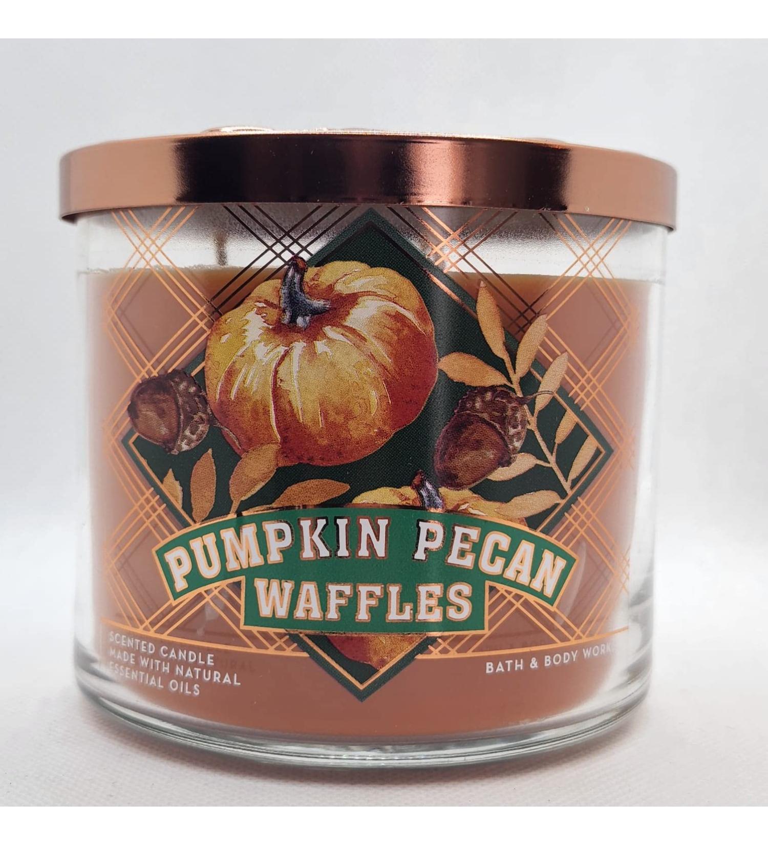 Bath Body Works White Barn 3-Wick Candle w/Essential Oils - 14.5 oz - 2022 Autumn Scents! (Pumpkin Pecan Waffles)