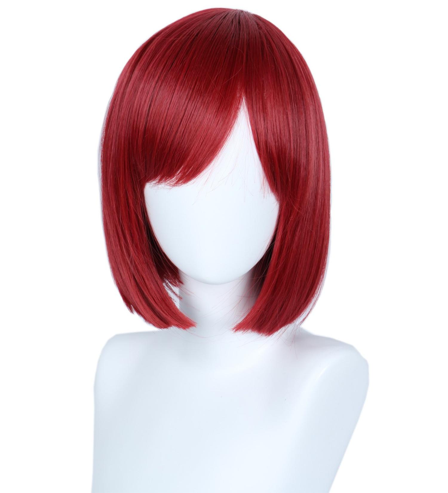 Linfairy Unisex Red Cosplay Wig - Short Straight Bob Wig for Halloween Costume & Fashion - Buy Online on GoSupps.com
