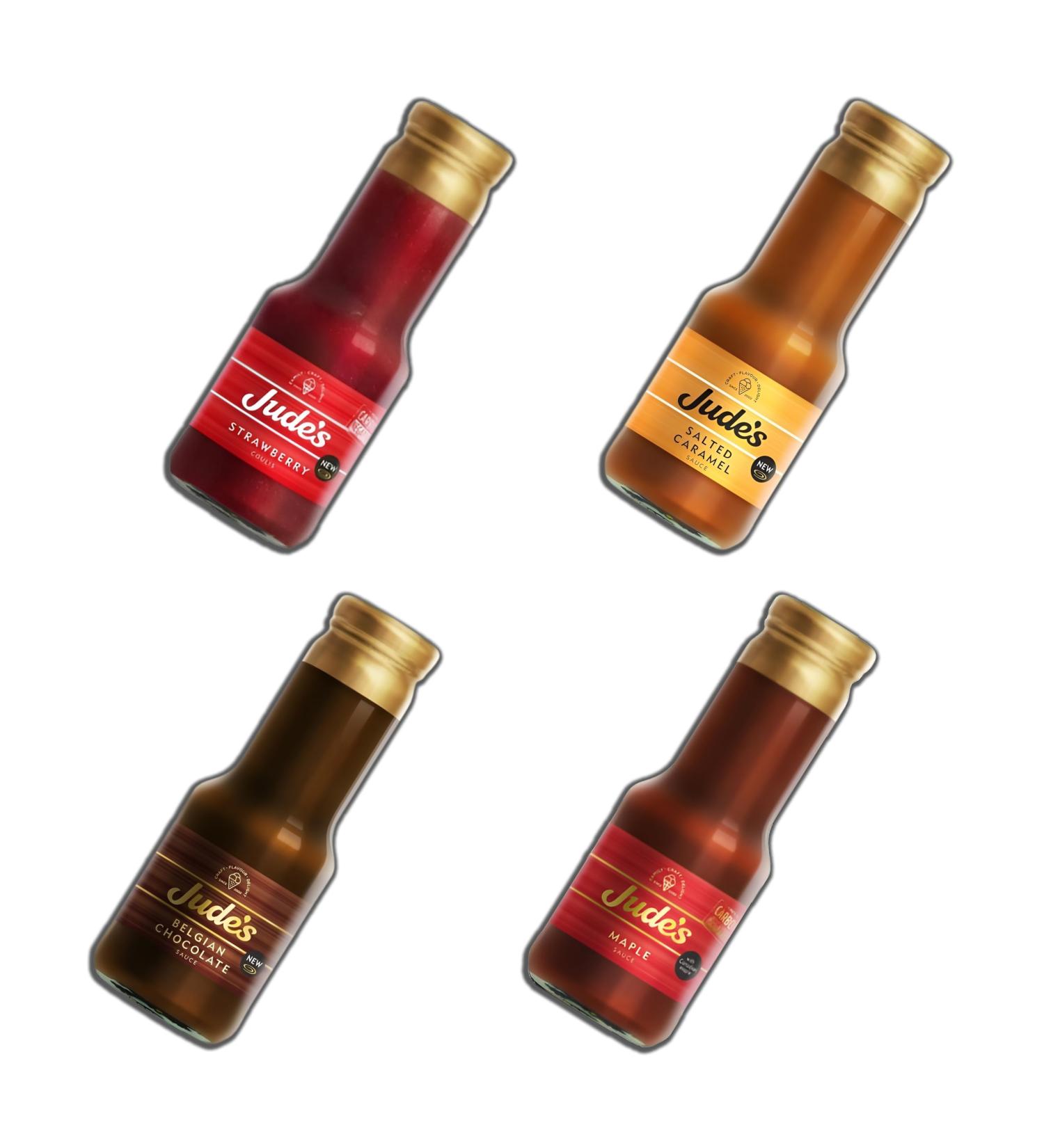 Judes Sauce Pick N Mix | Choose From 3+ Flavours | Strawberry Salted Caramel Belgian Chocolate | Gift set for Sauce Lovers - Pack of 4 - Buy Online on GoSupps.com