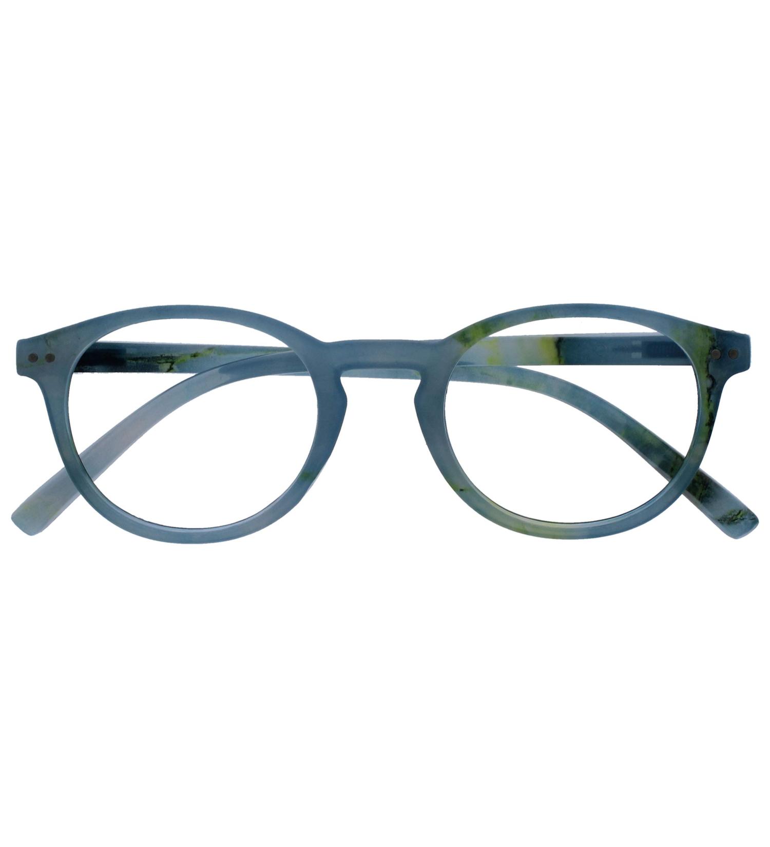 Opulize Zen Reading Glasses | Round Frame | Spring Hinges | Scratch Resistant | Turquoise Blue Pattern | Unisex | +1.00 Magnification - Buy Online on GoSupps.com