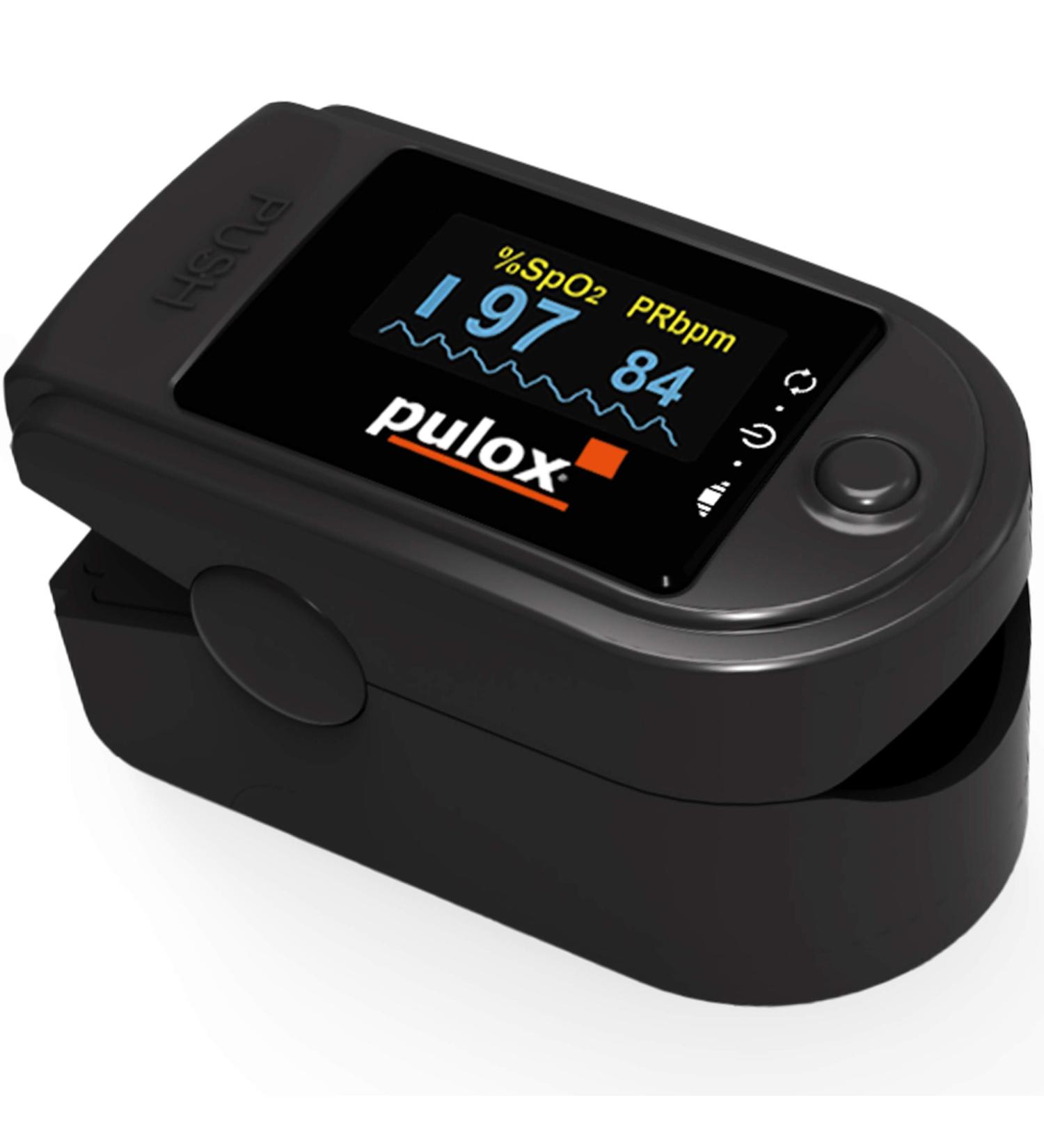 Pulse Oximeter Pulox PO-200A Solo - Accurate Pulse & Oxygen Saturation Monitor with Alarm - Black | International Shipping - Buy Online on GoSupps.com