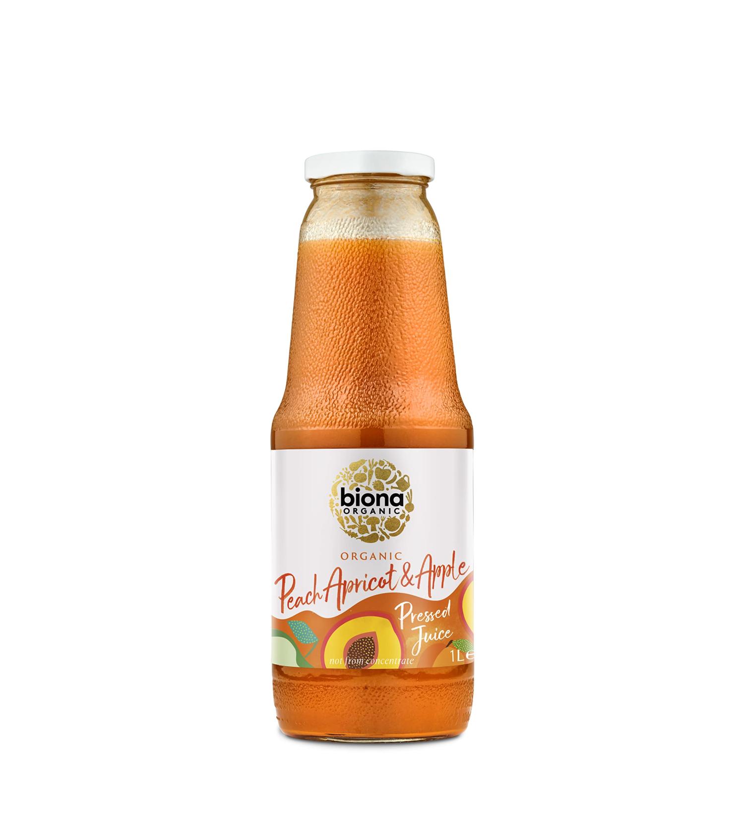 Biona Organic Peach Apricot Apple Juice 1L - Pure & Refreshing - Buy Online on GoSupps.com