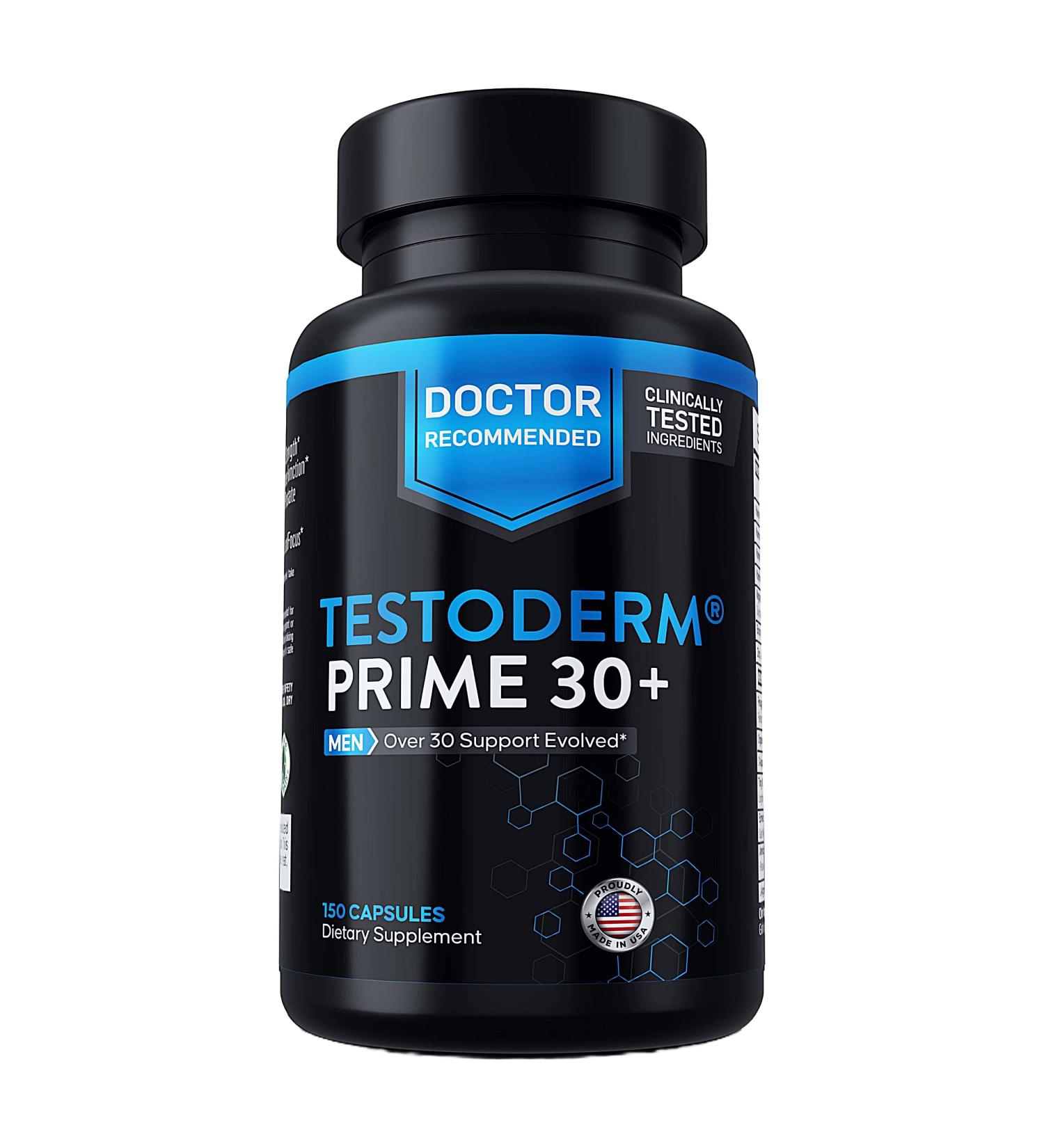 Testoderm Men Over 30 Power UP - Hair Thinning Low Manhood Energy Doctor endorsed Comprehensive Support for Vitality Manhood Hair Support Focus All While combating Negative DHT Effects - Buy Online on GoSupps.com