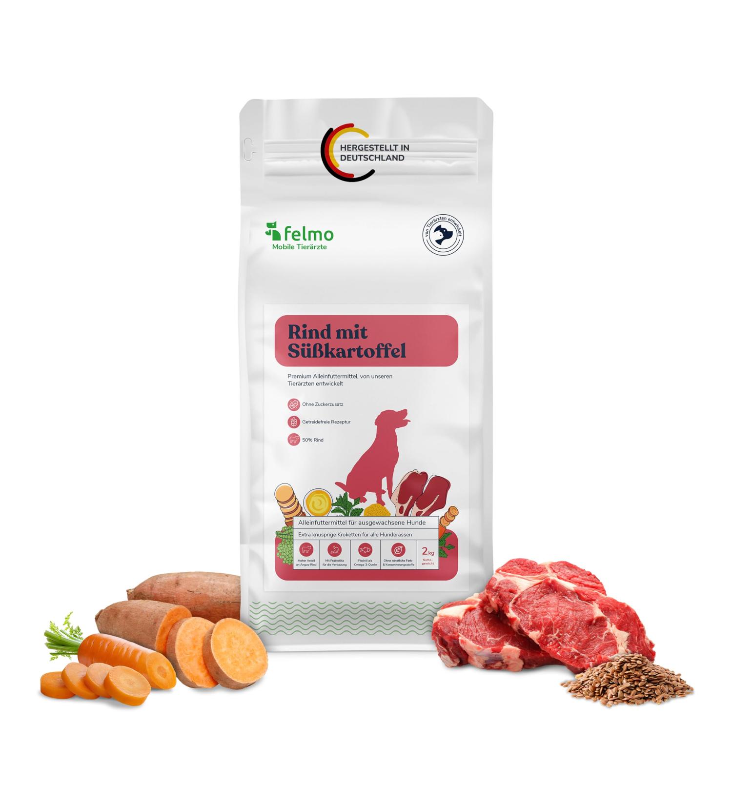 felmo Dry dog food with beef sweet potato and zucchini 2 kg - Buy Online on GoSupps.com