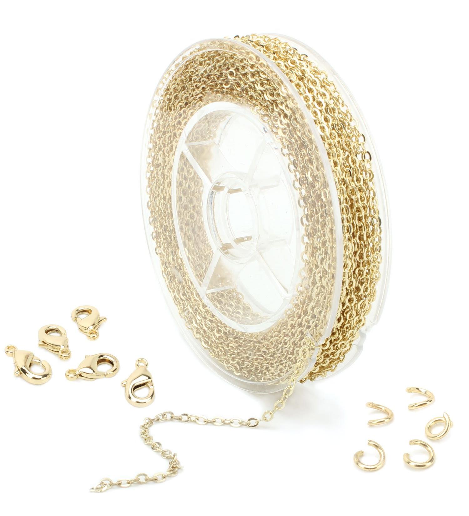 Alexcraft 33ft Dainty Gold Plated Solid Brass Cable Chain Link Bulk - 2mm for Jewelry Making - Buy Online on GoSupps.com