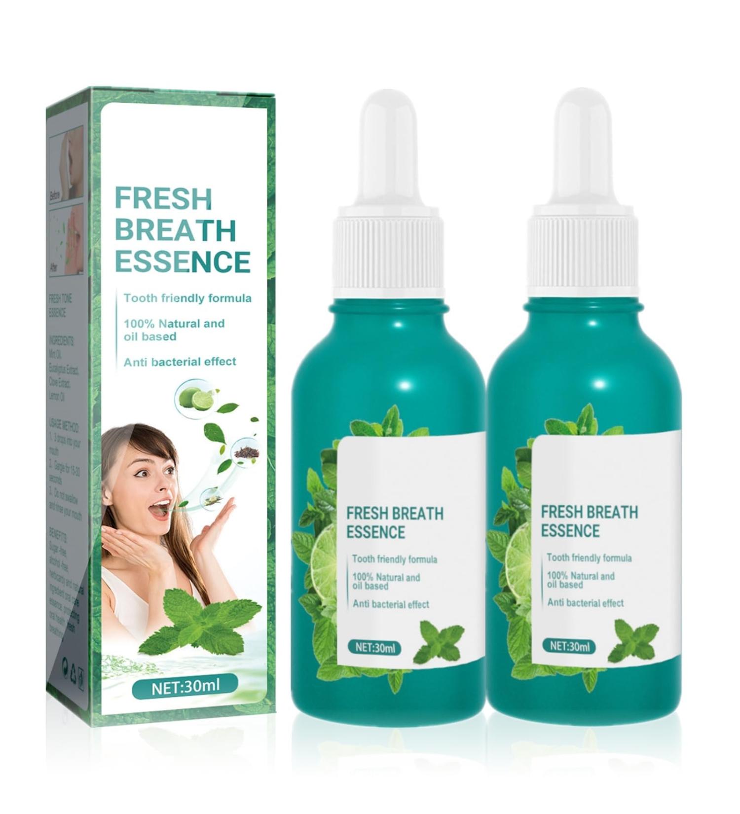 2pcs Bad Breath Eliminating Serum - Mint Purify Odor Herbal Extract - Portable Treatment for Adult Mouth Smell - Mild and Effective - Buy Online on GoSupps.com