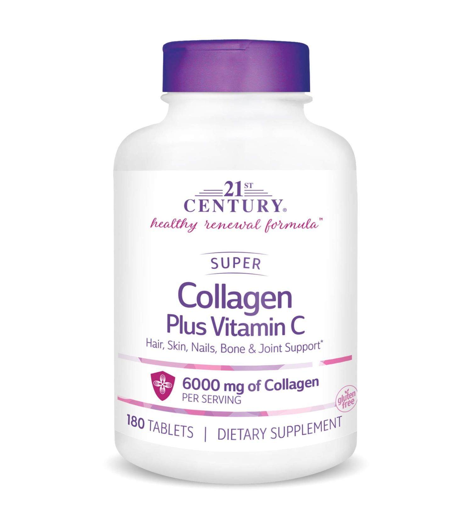 21st Century Super Collagen + Vitamin C 6000mg - 180 Tablets | Supports Healthy Skin & Joints - Buy Online on GoSupps.com