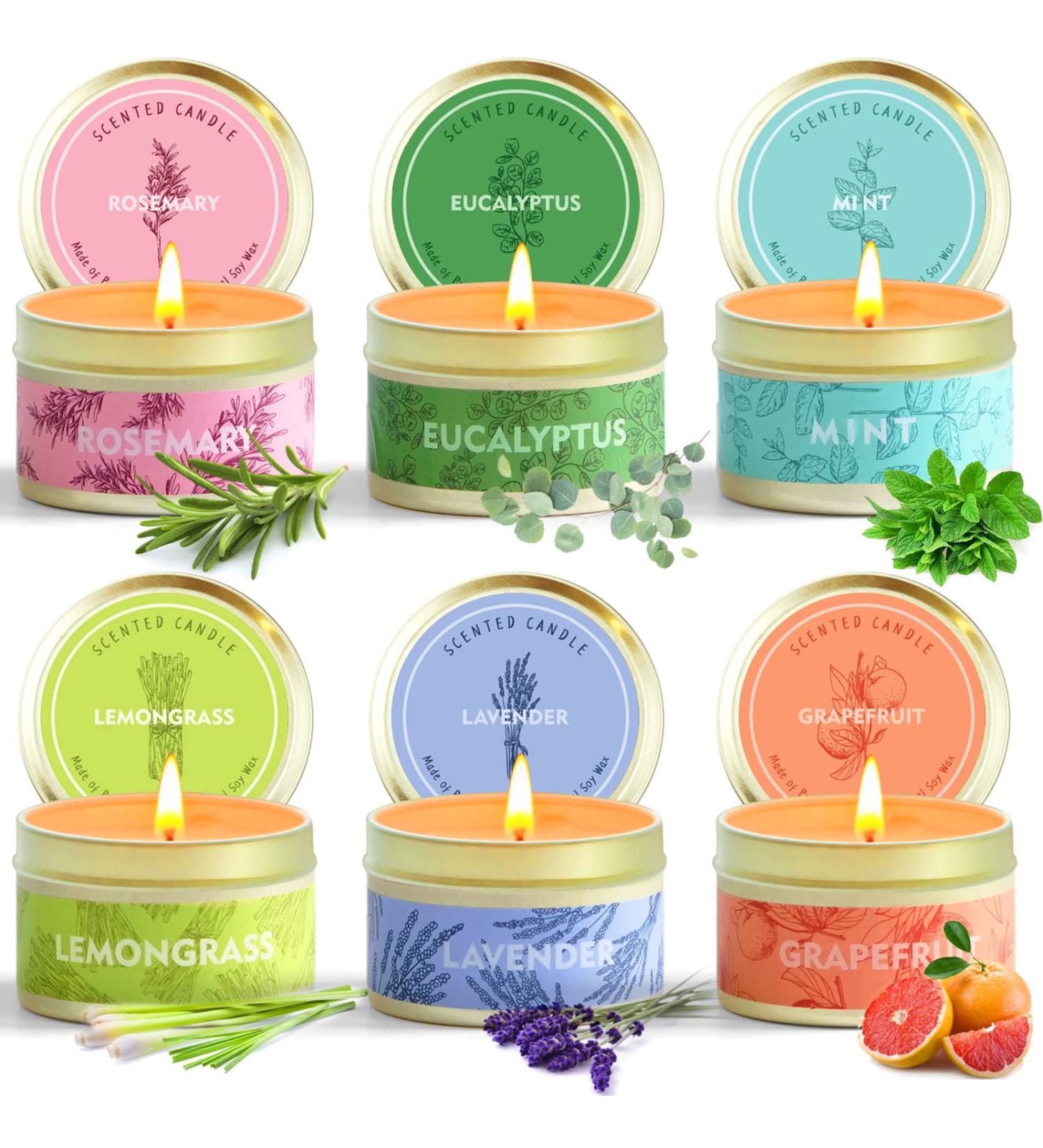 La Bellef e Scented Candles - Soy Wax Essential Oil Candles for Mom | Relaxing Spa & Yoga | Lemongrass, Rosemary, Grapefruit, Eucalyptus, Lavender, Mint - Perfect Birthday Gift for Women - Buy Online on GoSupps.com