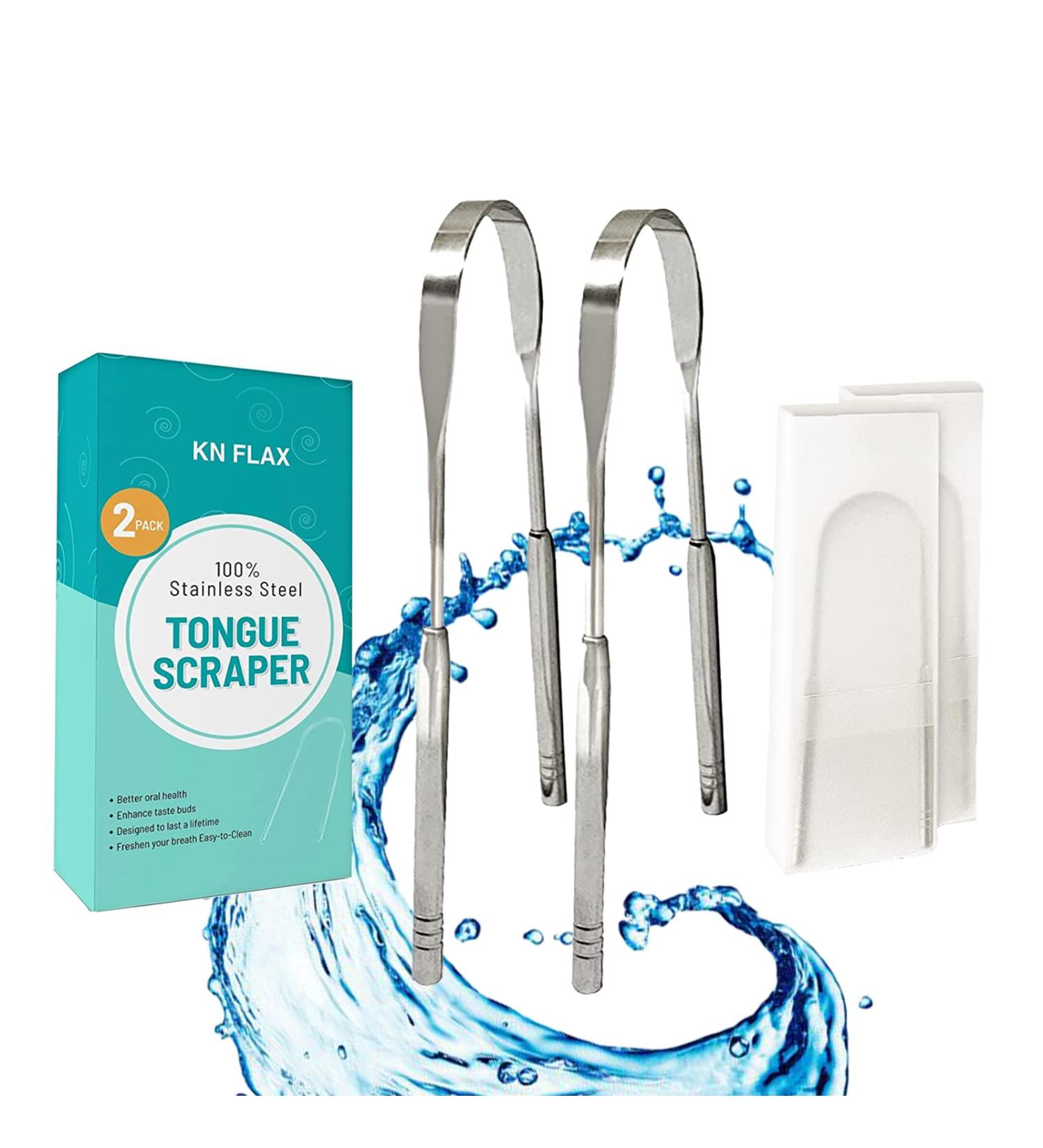 KN FLAX Tongue Scraper Set - Medical Grade, BPA Free, Bad Breath Reduction for Adults & Kids - Buy Online on GoSupps.com
