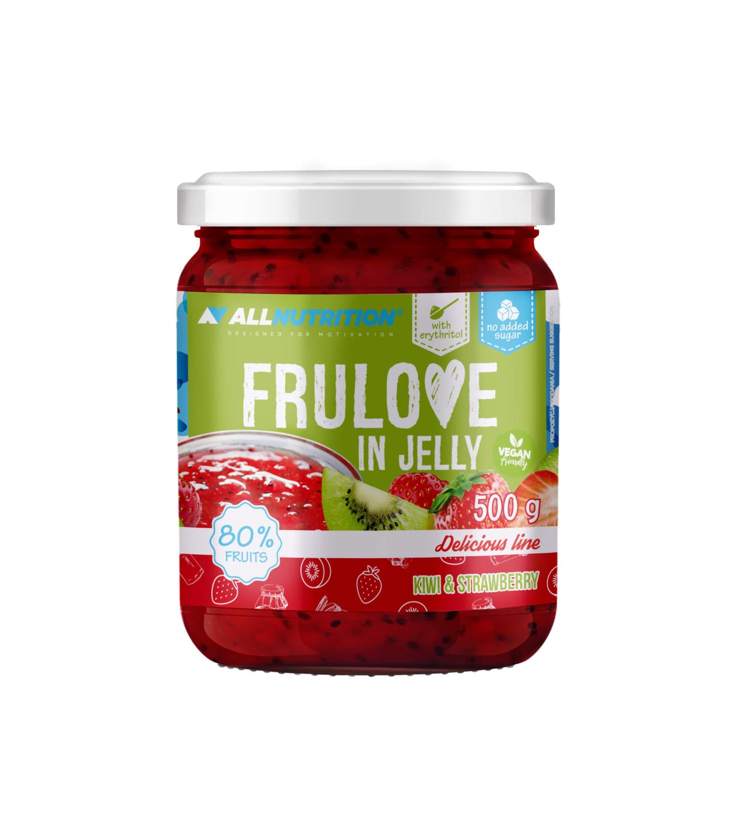 Frulove Sugar-Free Jam - Kiwi & Strawberry Jelly Low Carb 80% Fruit Spread Vegan-Friendly 500g - Buy Online on GoSupps.com