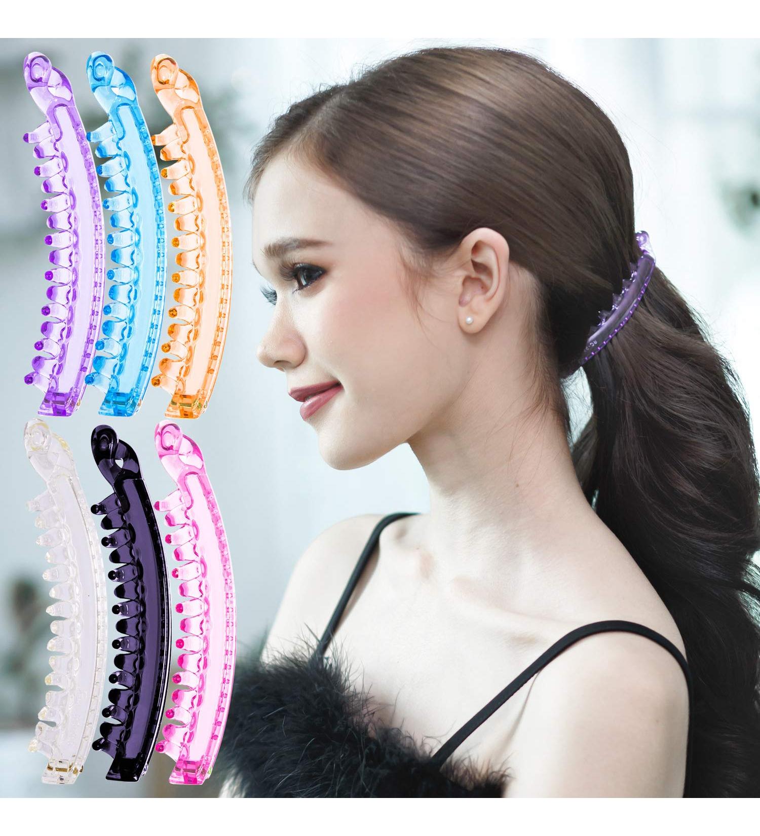 Shop RC Roche 6-Piece Vintage Banana Hair Clips - Thick & Transparent French Holders - Buy Online on GoSupps.com