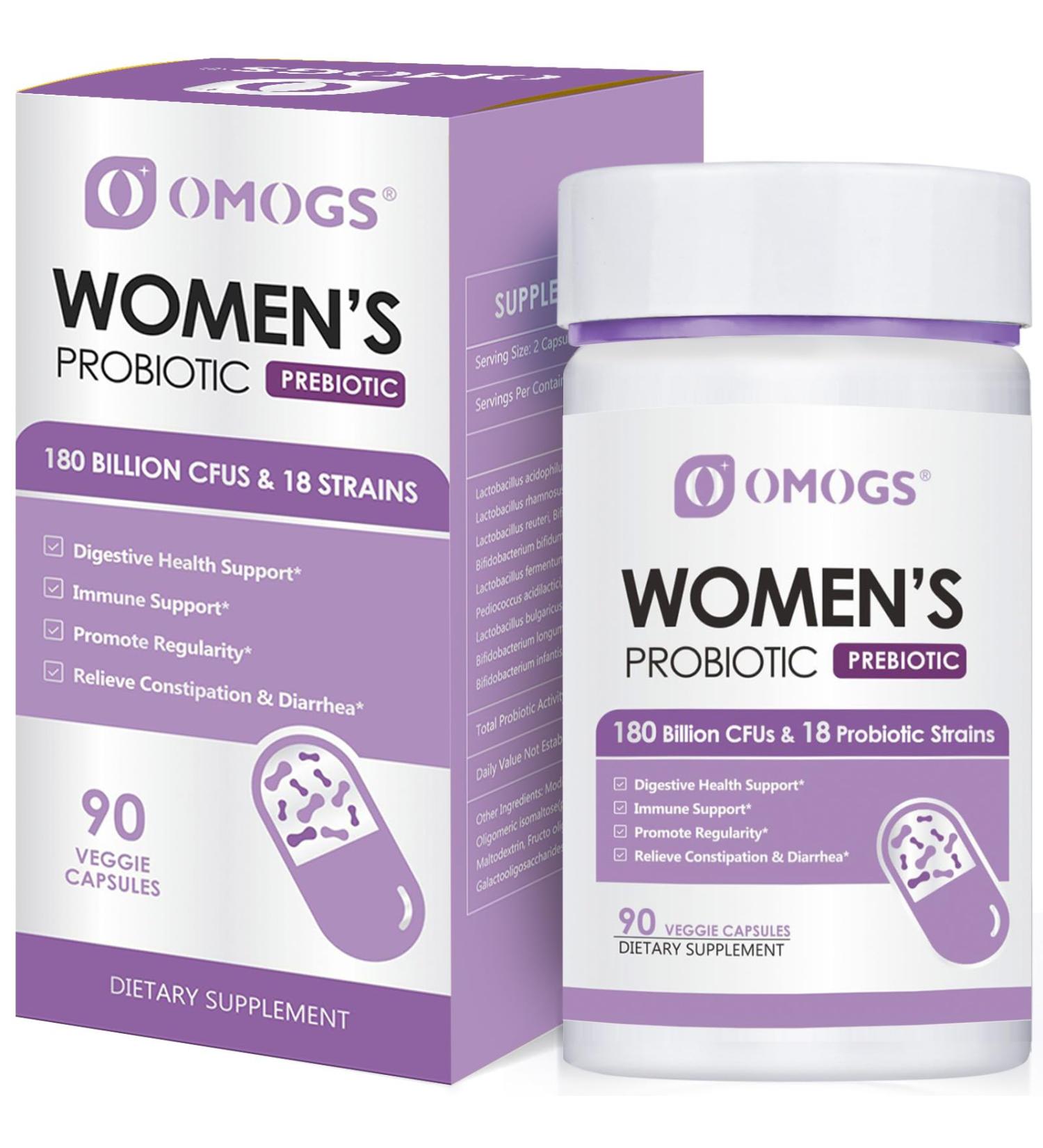 Women's Probiotic 180 Billion CFUs 18 Strains with Organic Prebiotics Cranberry Extract D-Mannose & Digestive Enzymes for Digestive Boost Immune PH Balance & Urethral Health 90 Capsules - Buy Online on GoSupps.com