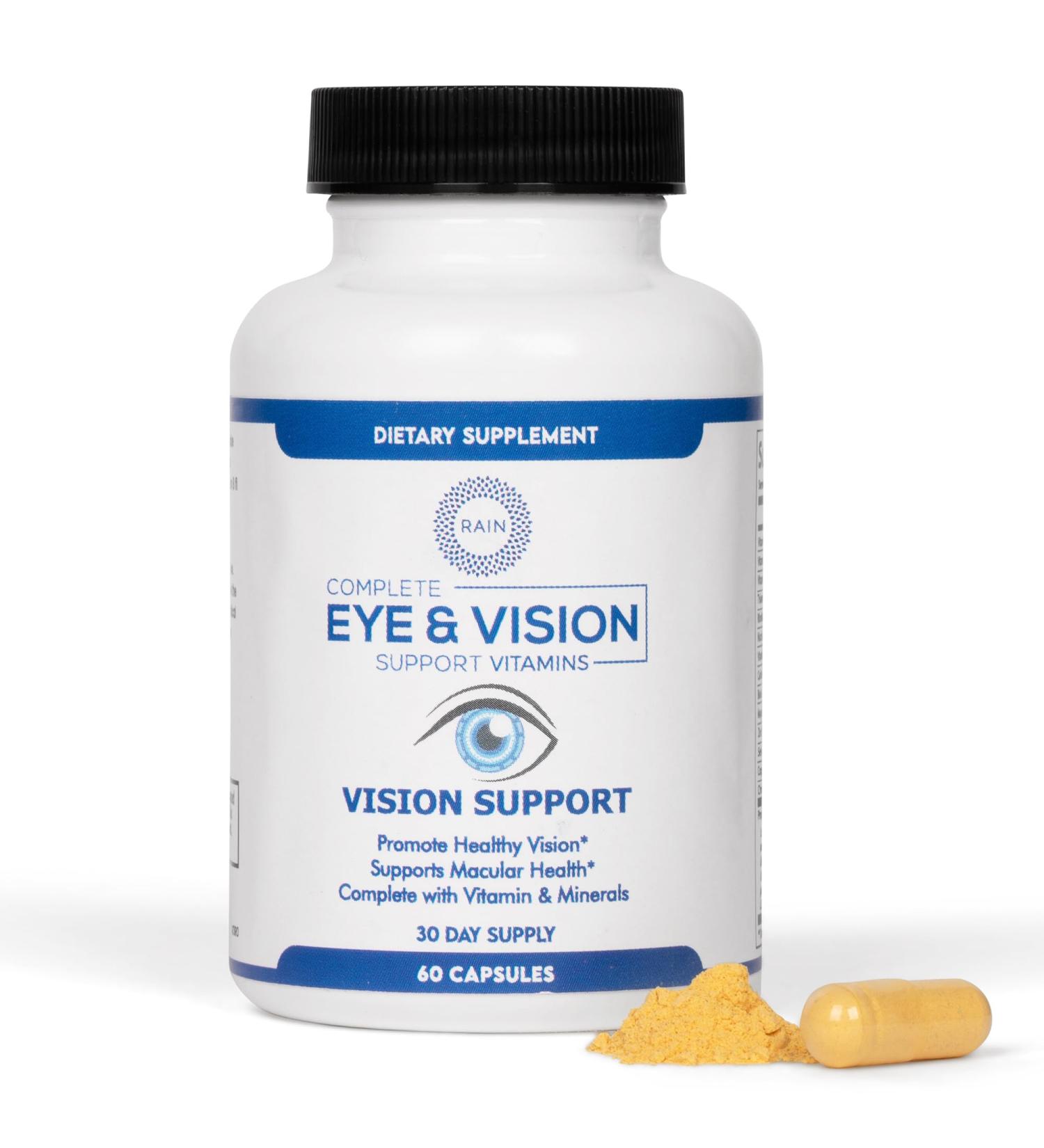 Rain Eye Vitamins & Vision Supplements for Adults Eye Comfort and Vision Support Lutein and Zeaxanthin Eye Supplements for Macular Health 60 Veggie Capsules - Buy Online on GoSupps.com