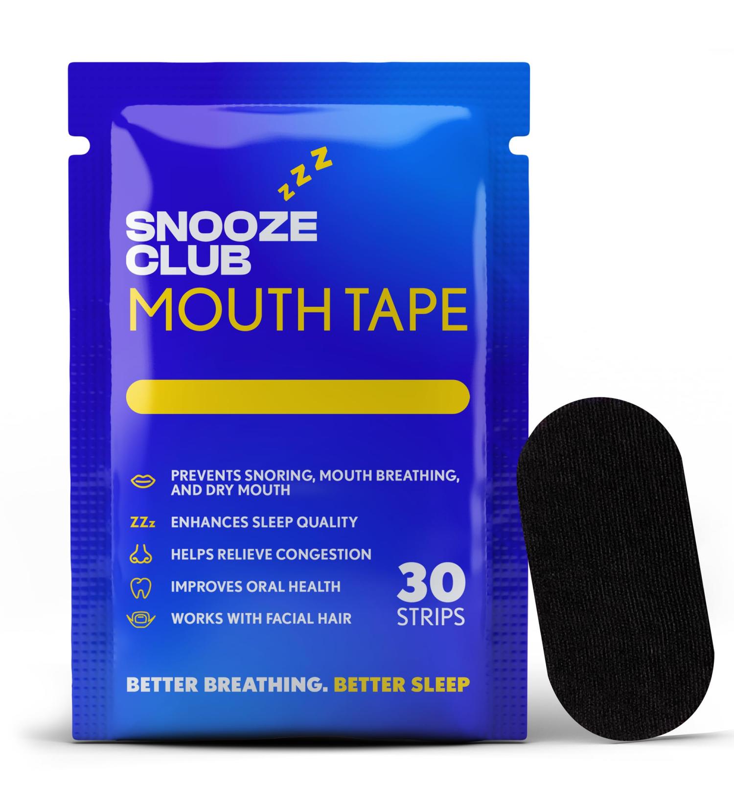 Mouth Tape for Sleep and Nasal Breathing - 30 Strips for Closed Mouth, REM Sleep, and Reduced Snoring - Nose Breathing Lip Tape 30-Pack - Buy Online on GoSupps.com
