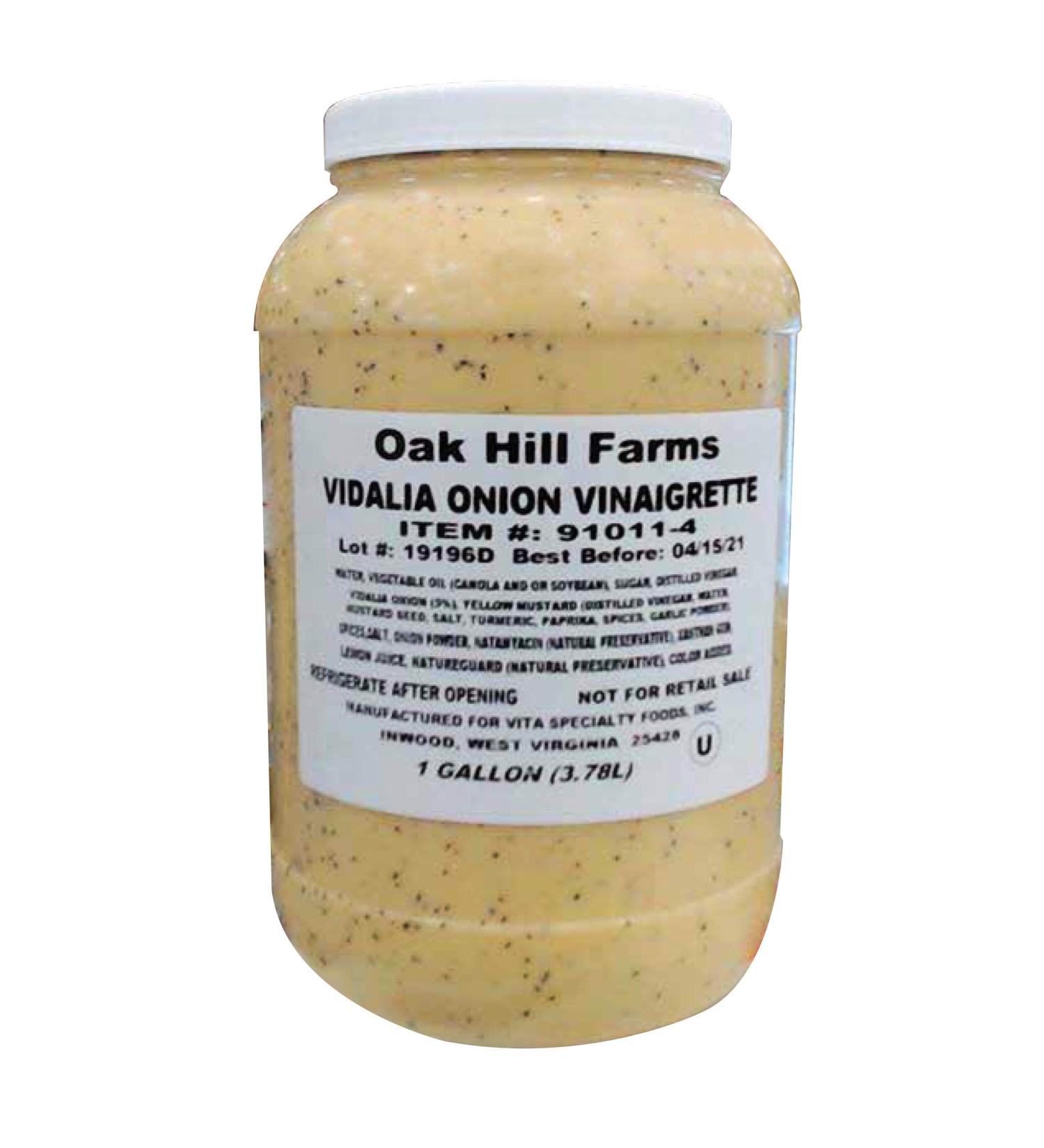 Oak Hill Farms Salad Dressings, Vidalia Onion Vinaigrette, 1 Gallon