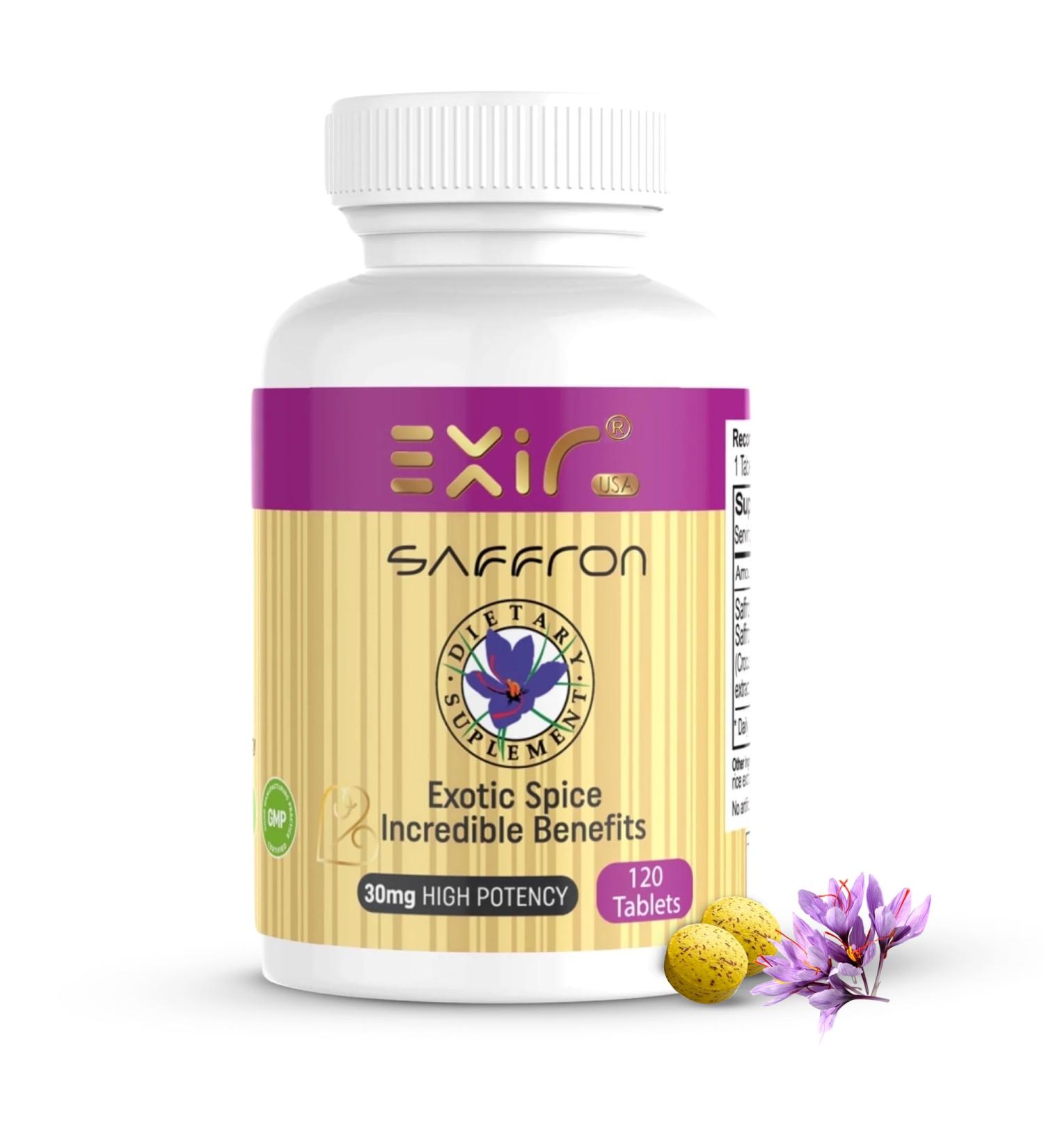 EXIR Saffron Supplement | Supports Focus Healthy Eating Habits Mood Metabolism (120 Tablets) - Buy Online on GoSupps.com