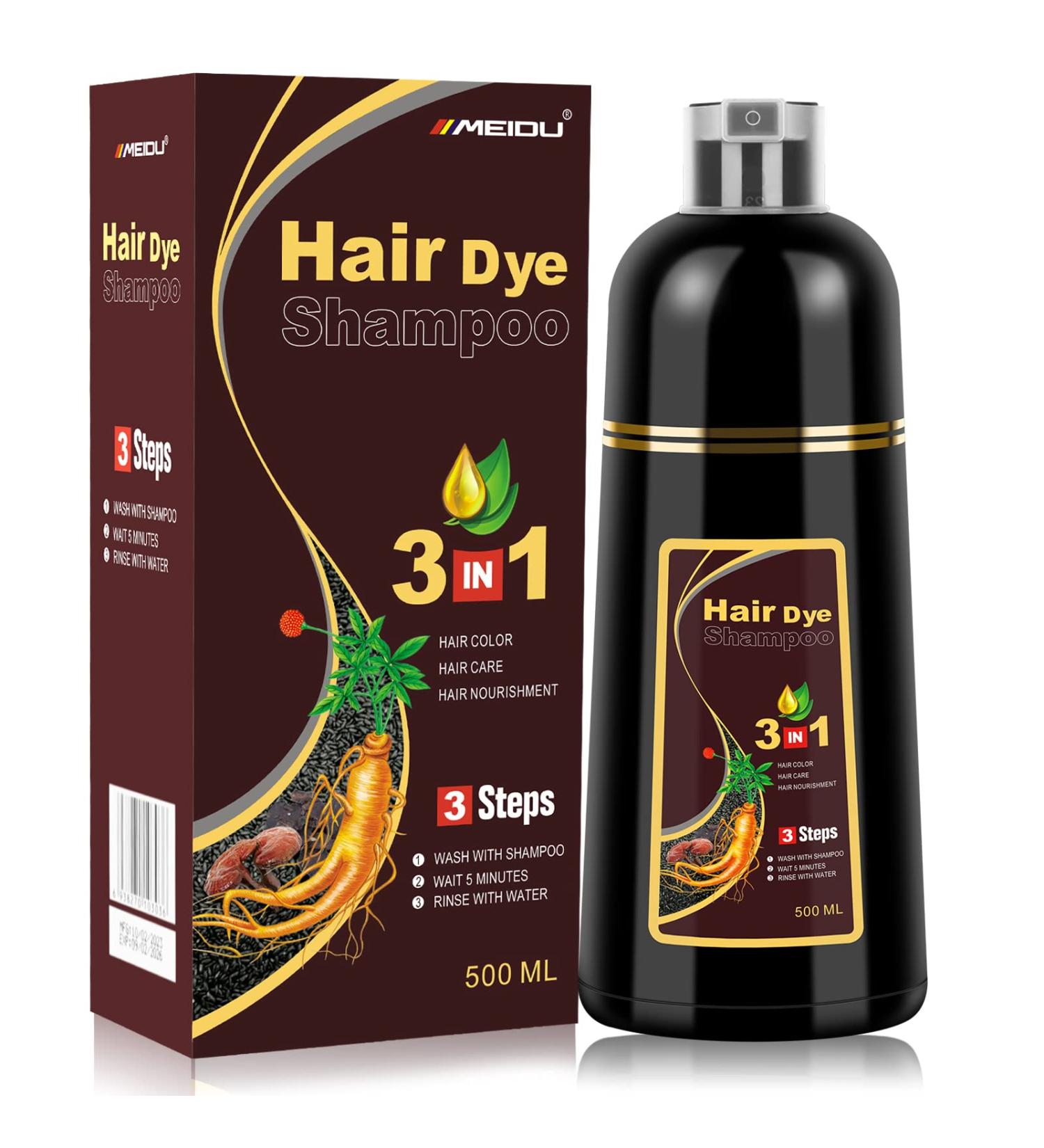 Instant Black Hair Color Shampoo 500ML | 3-In-1 Herbal Hair Dye Shampoo for Women & Men | Permanent Hair Coloring | 100% Gray Coverage in Minutes - Brown (Coffee) - Buy Online on GoSupps.com