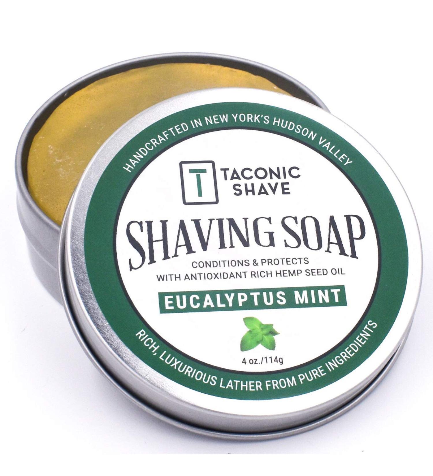 Taconic Shave Barbershop Quality Eucalyptus Mint Shaving Soap with Antioxidant Rich Hemp Seed Oil - Buy Online on GoSupps.com