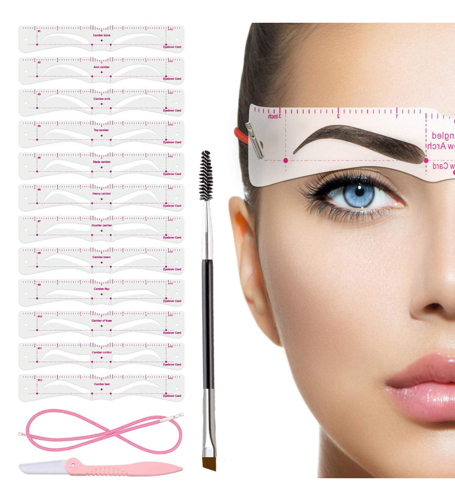 Teuvo Eyebrow Template Set - 12 Stylish Stencils & Brush for Quick 3-Minute DIY Eyebrows | Reusable & Beginner-Friendly - Buy Online on GoSupps.com