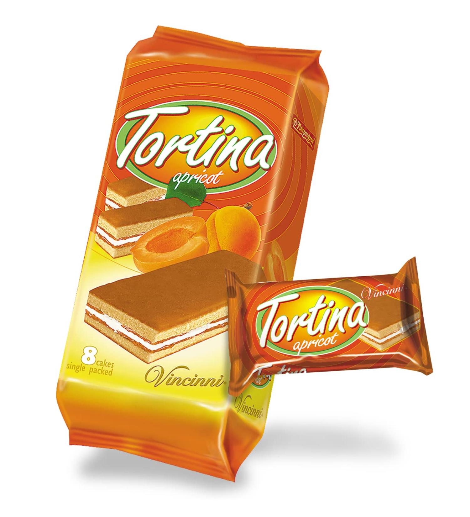 12x8 Tortina Cake Slices Apricot 200g - 8 tartlets individually wrapped