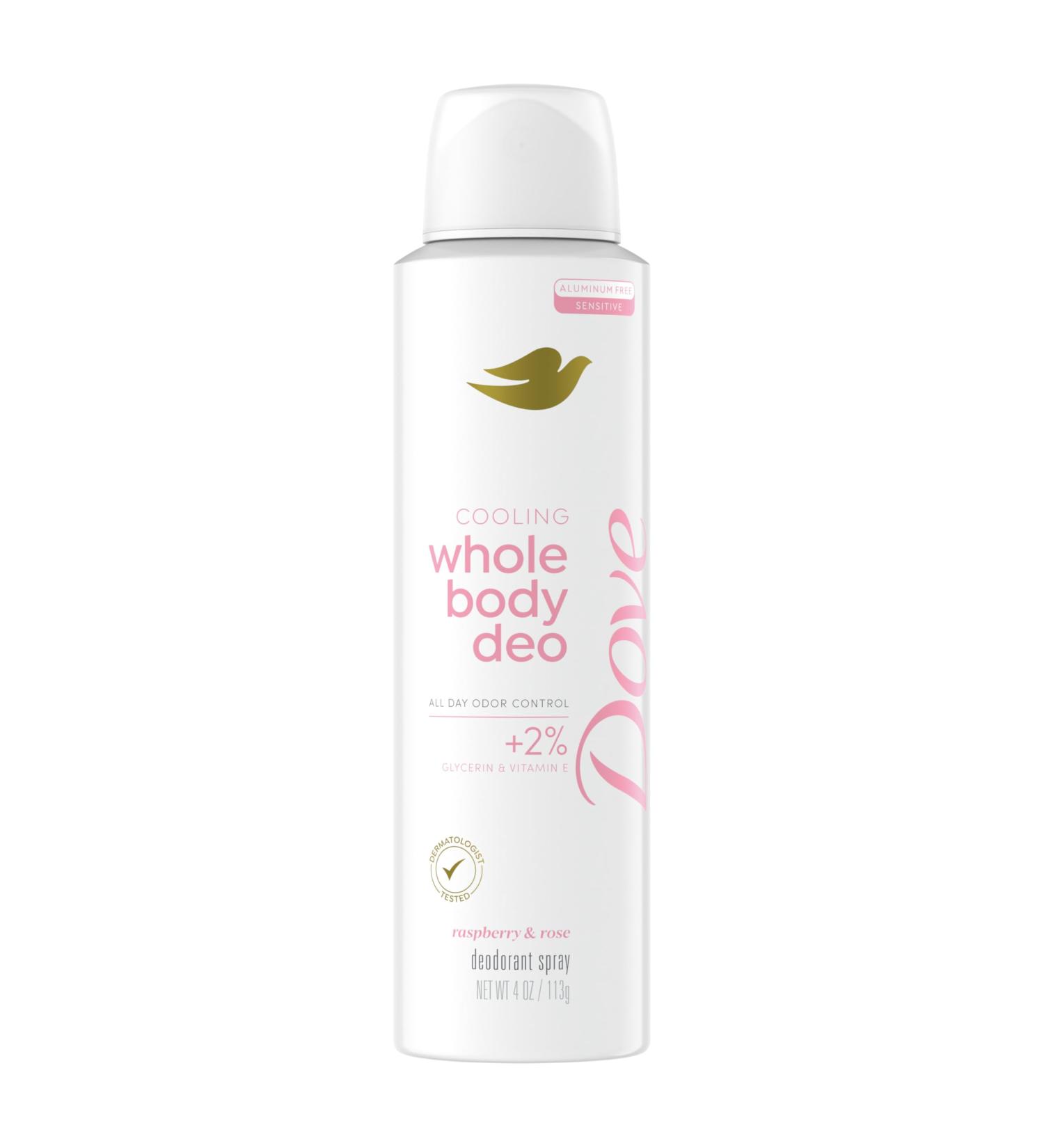 Dove Whole Body Deodorant Cooling Spray Raspberry & Rose Aluminum Free 4oz - Buy Online on GoSupps.com