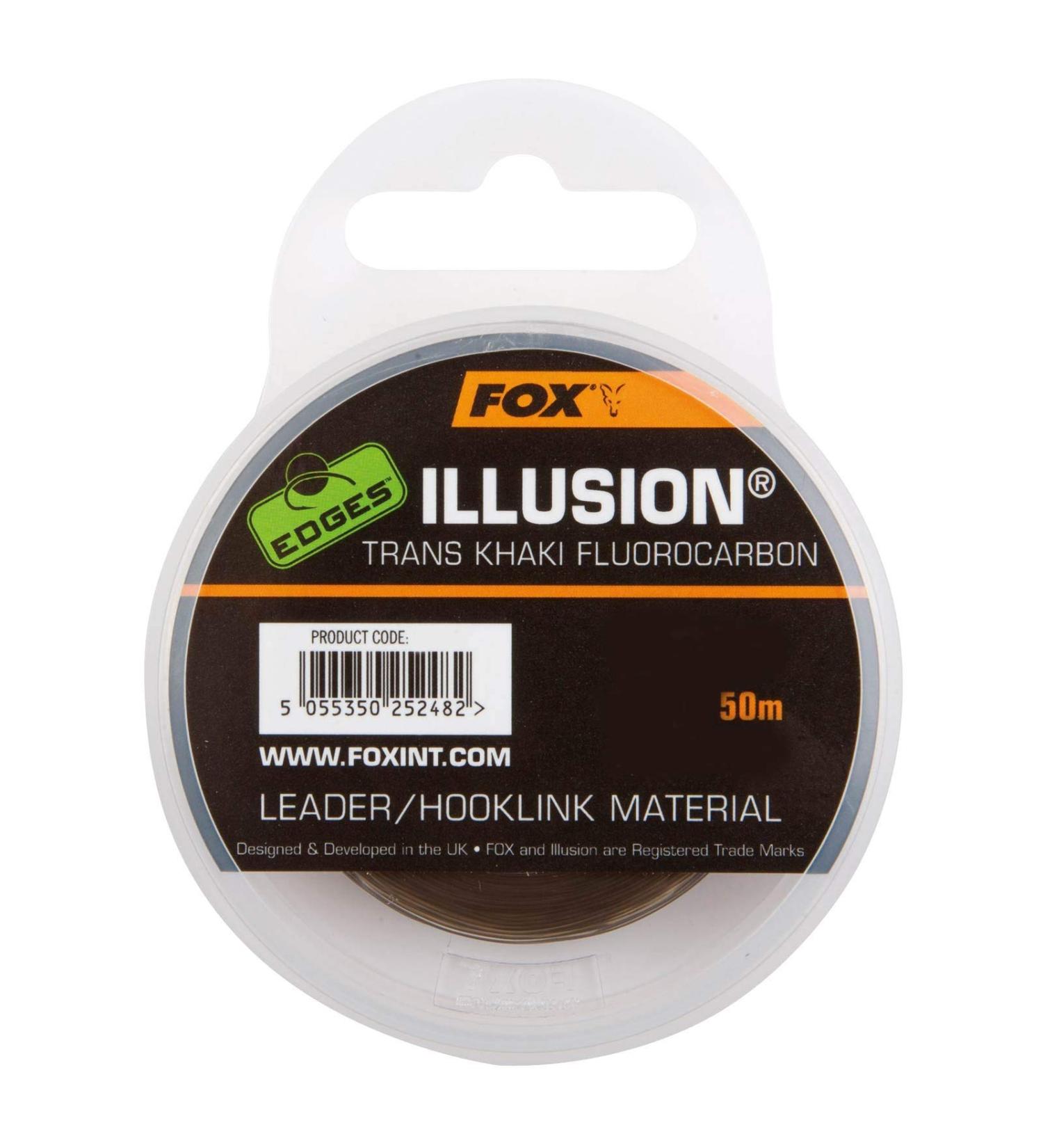 FOX EDGES Illusion Fluorocarbon Leader 50m Khaki - Lide Current for carp fishing fluorocarbon leader for carp carp leader 0.50mm / 30.64kg load capacity