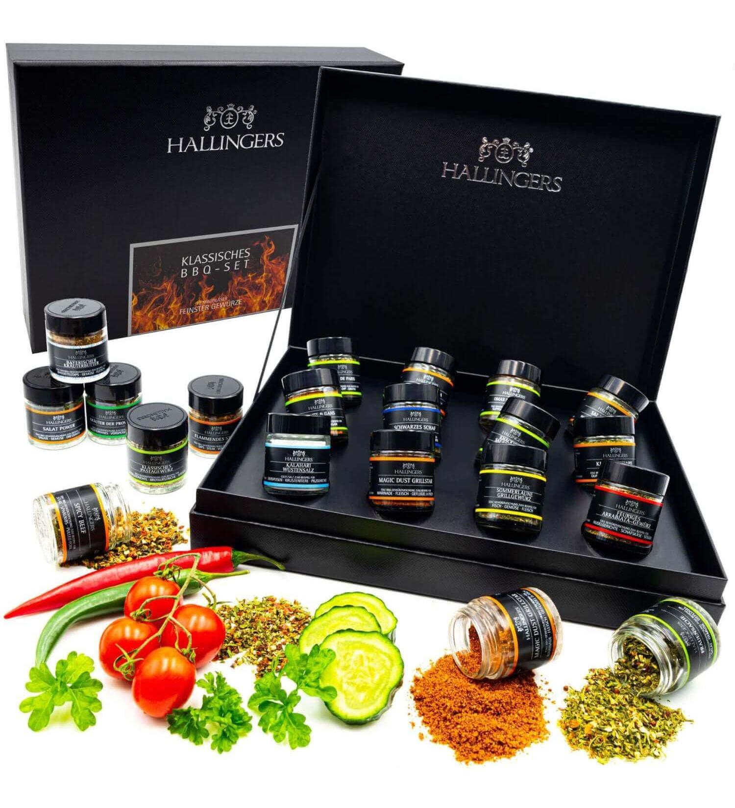 Hallinger's Classic BBQ Set | Handmade BBQ Gift with 12 World Spices | Perfect Mother's Day & Father's Day Gift | Birthday & New Home Celebrations - Buy Online on GoSupps.com