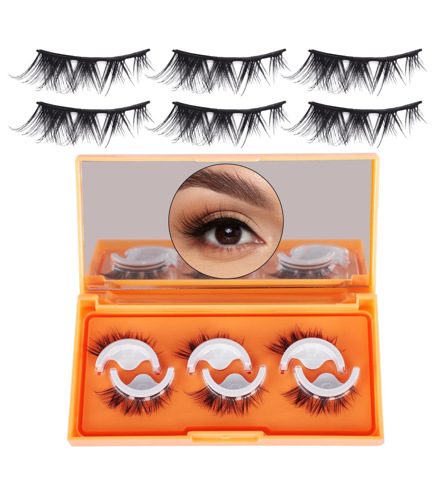 3 Pairs Self Adhesive Eyelashes Reusable False Eyelashes Pre Glued Eyelashes Stick on Eyelashes Long Thick Eyelashes No Glue/Eyeliner Needed Waterproof and Easy to Put on - Buy Online on GoSupps.com