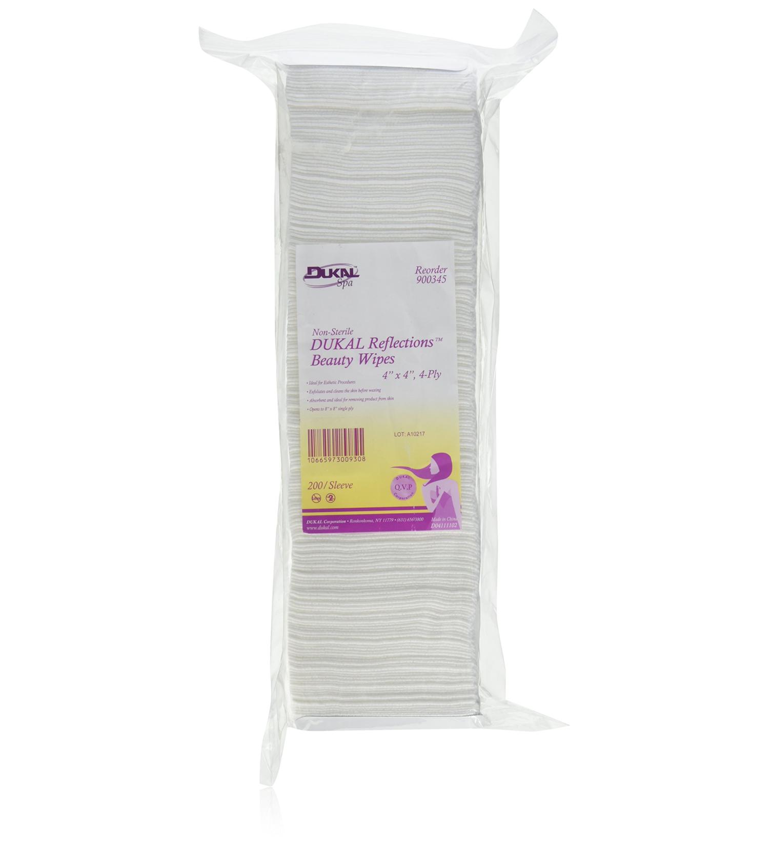 Non-Sterile - DUKAL Reflections Beauty Wipes - Latex Free (4-Ply) (4" x 4") - 200 count