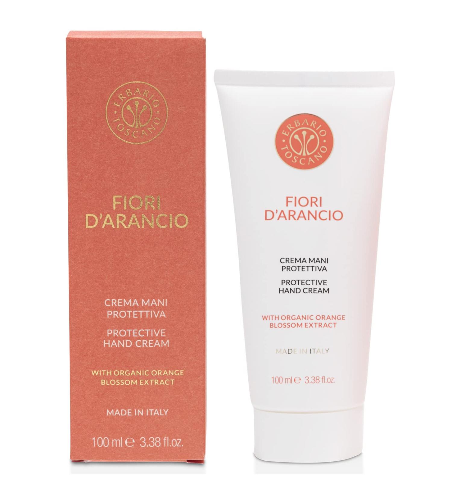 Erbario Toscano Protective hand cream orange blossom 100 ml with organic orange blossom extract keeps the skin nourished and soft - Buy Online on GoSupps.com