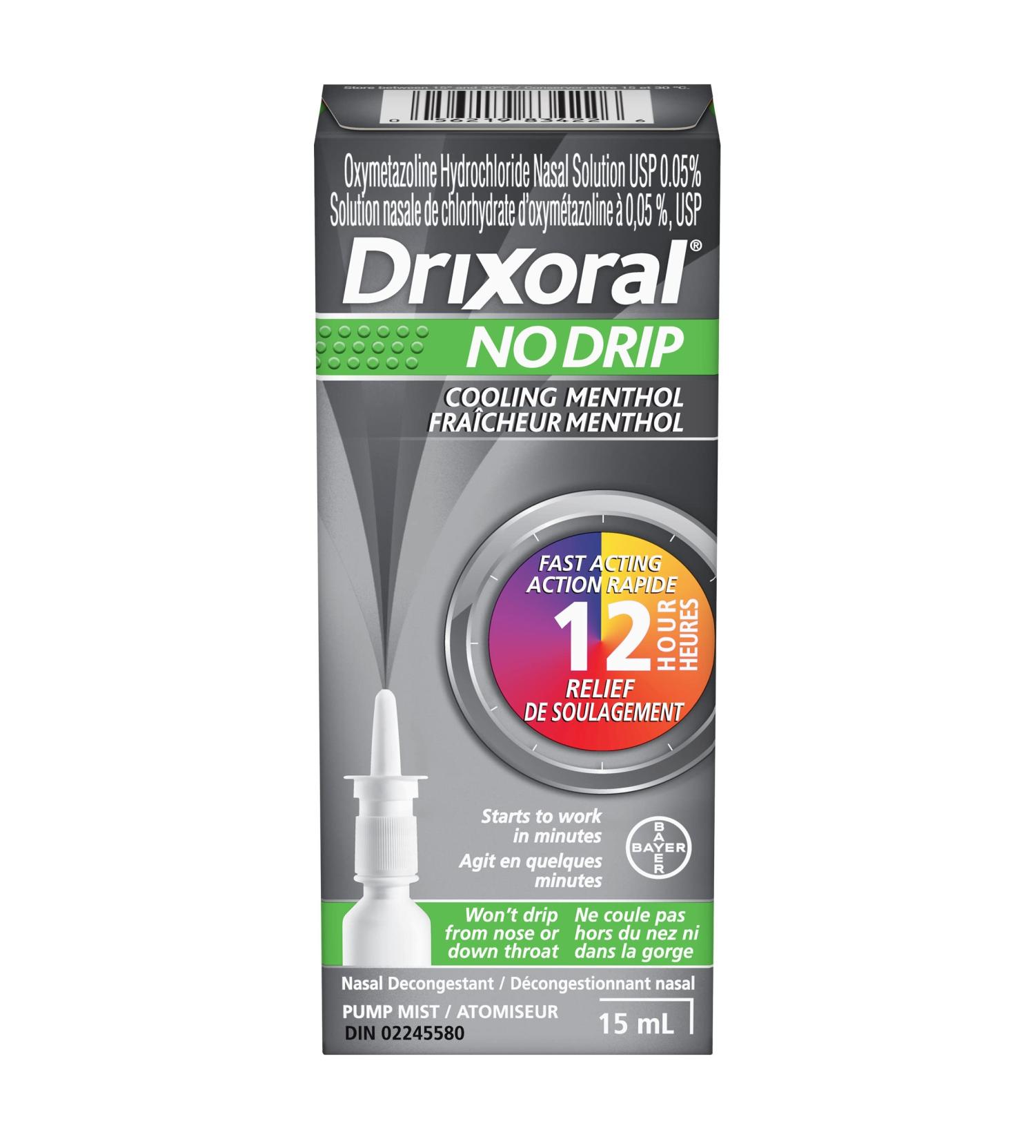 Drixoral No Drip Cool Menthol Spray Cooling Sensation with 12 Hour Relief 15ml - Buy Online on GoSupps.com