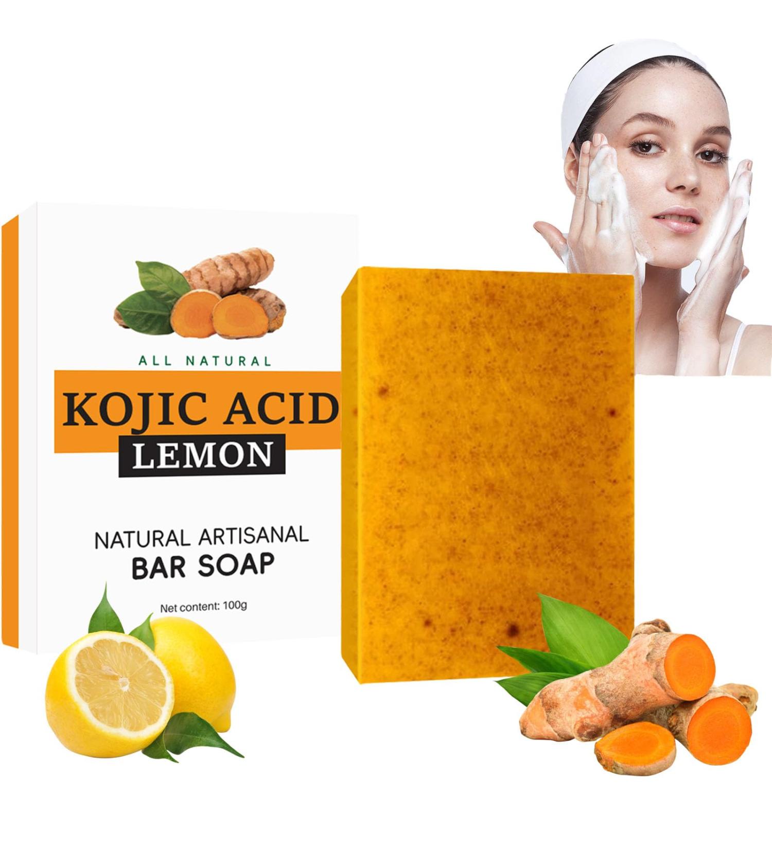 Turmeric Soap - Kojic Acid Soap - Tumeric Soap Bar - Dark Spot Corrector Remover - Body & Face Kojic Acid Soap Bar - Natural Handmade Soap for Acne Dark Spots Smooth Skin - Buy Online on GoSupps.com