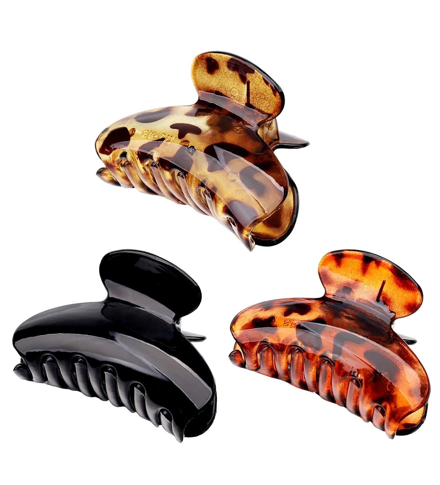 3 Pcs Medium Acrylic Hair Jaw Clips - 7cm x 4cm - Stylish Hair Claw Clips for Girls and Women - Buy Online on GoSupps.com