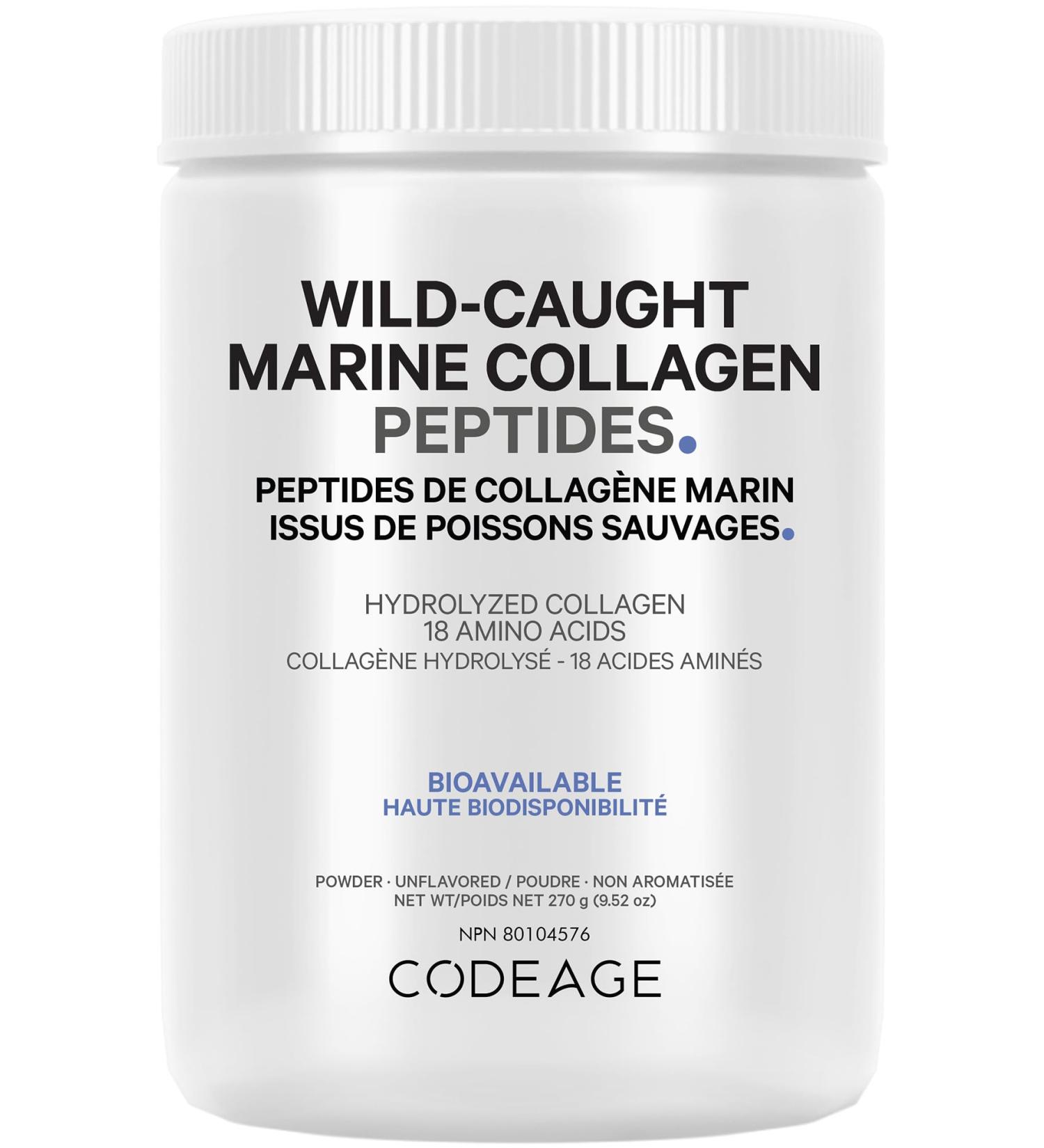 Codeage Marine Collagen Powder - Wild-Caught Hydrolyzed Fish Collagen Peptides - Type 1 & 3 Collagen Protein Supplement - Amino Acids for Skin Hair Nails - Paleo Friendly Non-GMO 270 g - Buy Online on GoSupps.com