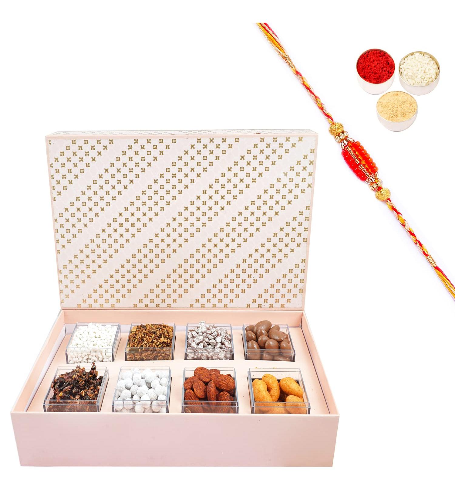 Jaiccha Ghasitaram Rakhi Gifts for Brothers 8 Container Box with Beads Rakhi - Buy Online on GoSupps.com