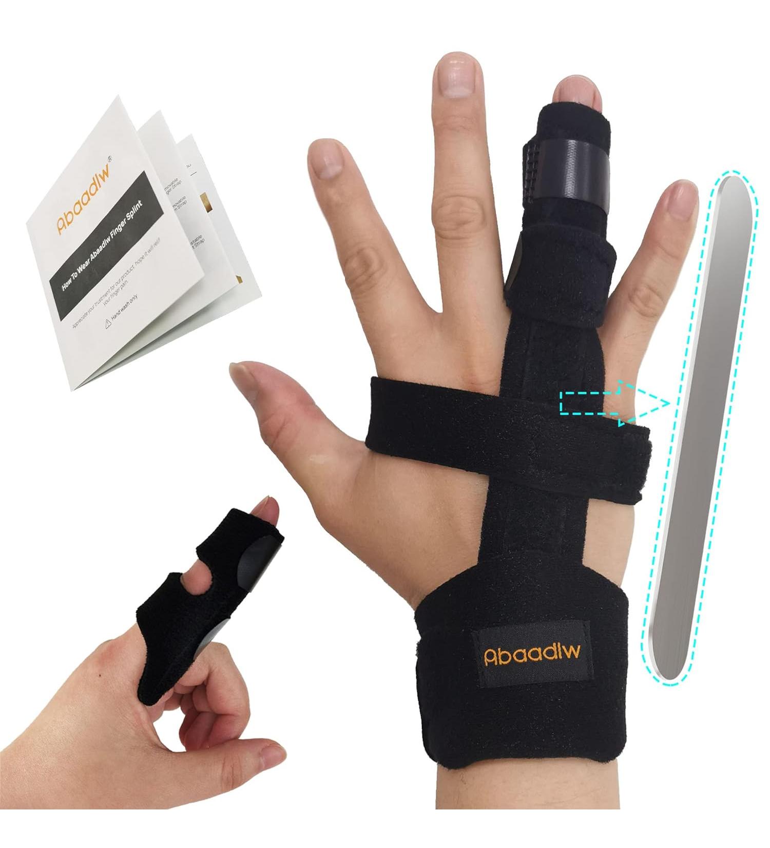 Adjustable Trigger Finger Splint Set - 2 Pcs for Index Middle Ring & Pinky Finger | Black Hand Brace - Relieve Pain & Support - Buy Online on GoSupps.com