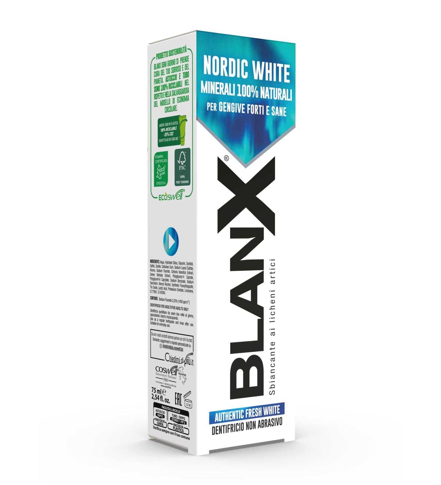 Blanx Nordic White Toothpaste - Anti-Spots Natural Minerals Calming & Regenerating - 75ml (12 Packs) | International Shipping - Buy Online on GoSupps.com