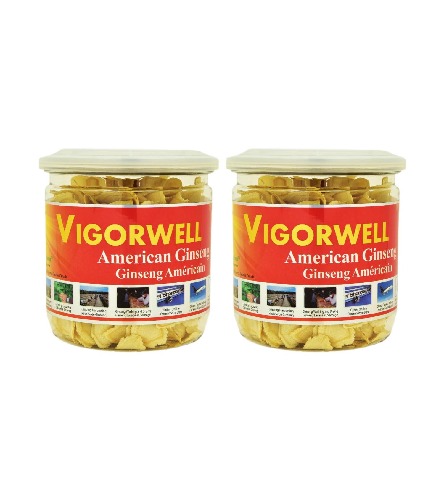 Vigorwell Premium 5-Year Large American Ginseng Slice (80G/2.8OZ X 2 Bottles)-Proudly from Canadian Ginseng Farm - Buy Online on GoSupps.com